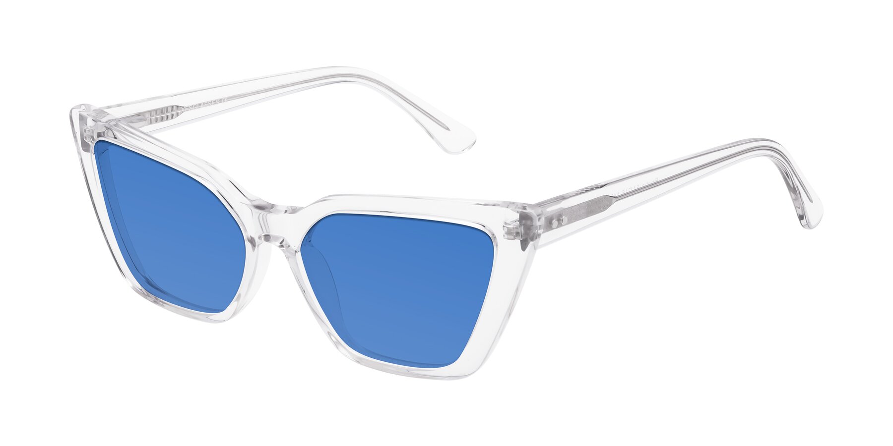 Angle of Bowtie in Clear with Blue Tinted Lenses