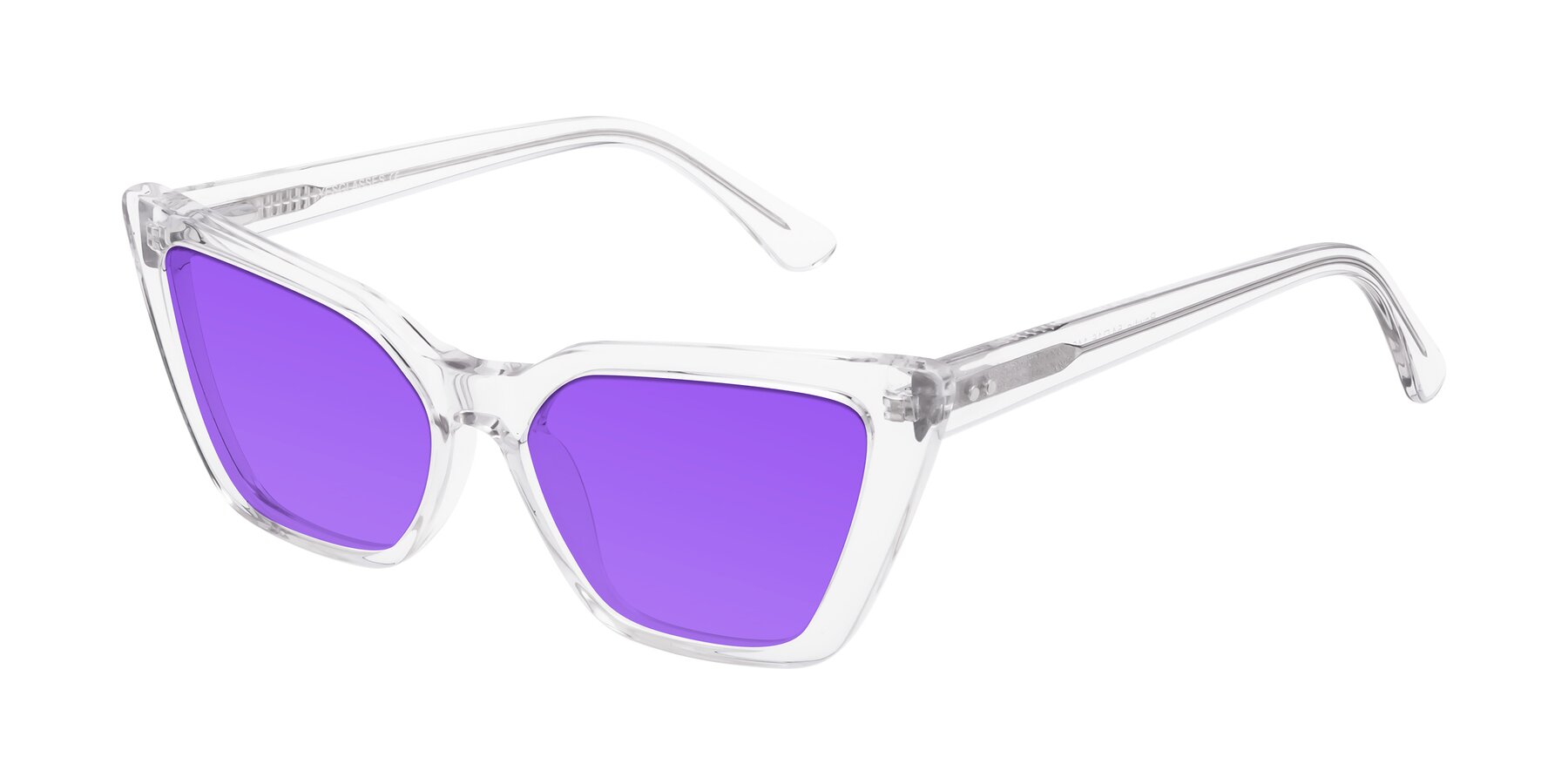 Angle of Bowtie in Clear with Purple Tinted Lenses