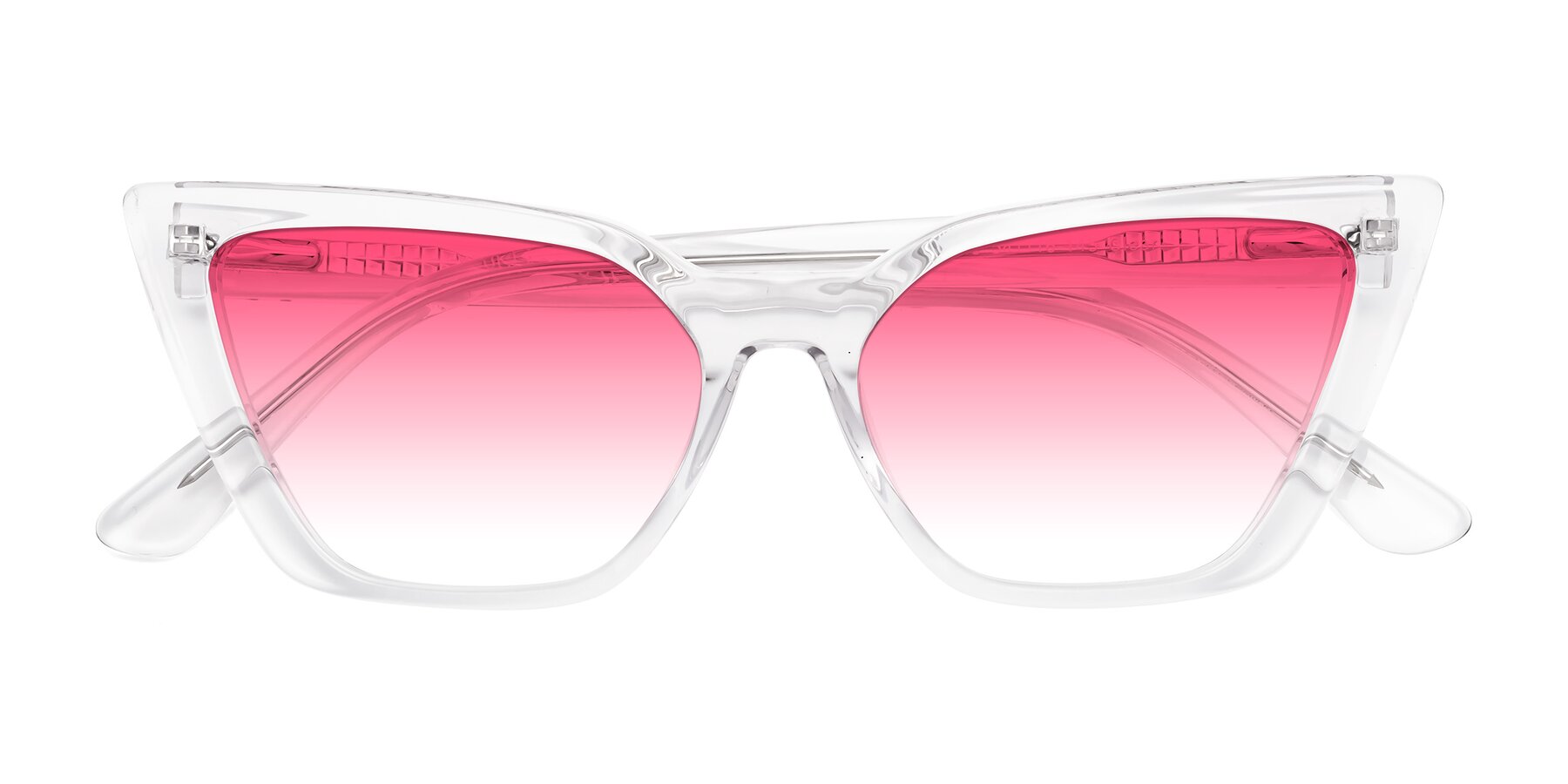 Folded Front of Bowtie in Clear with Pink Gradient Lenses
