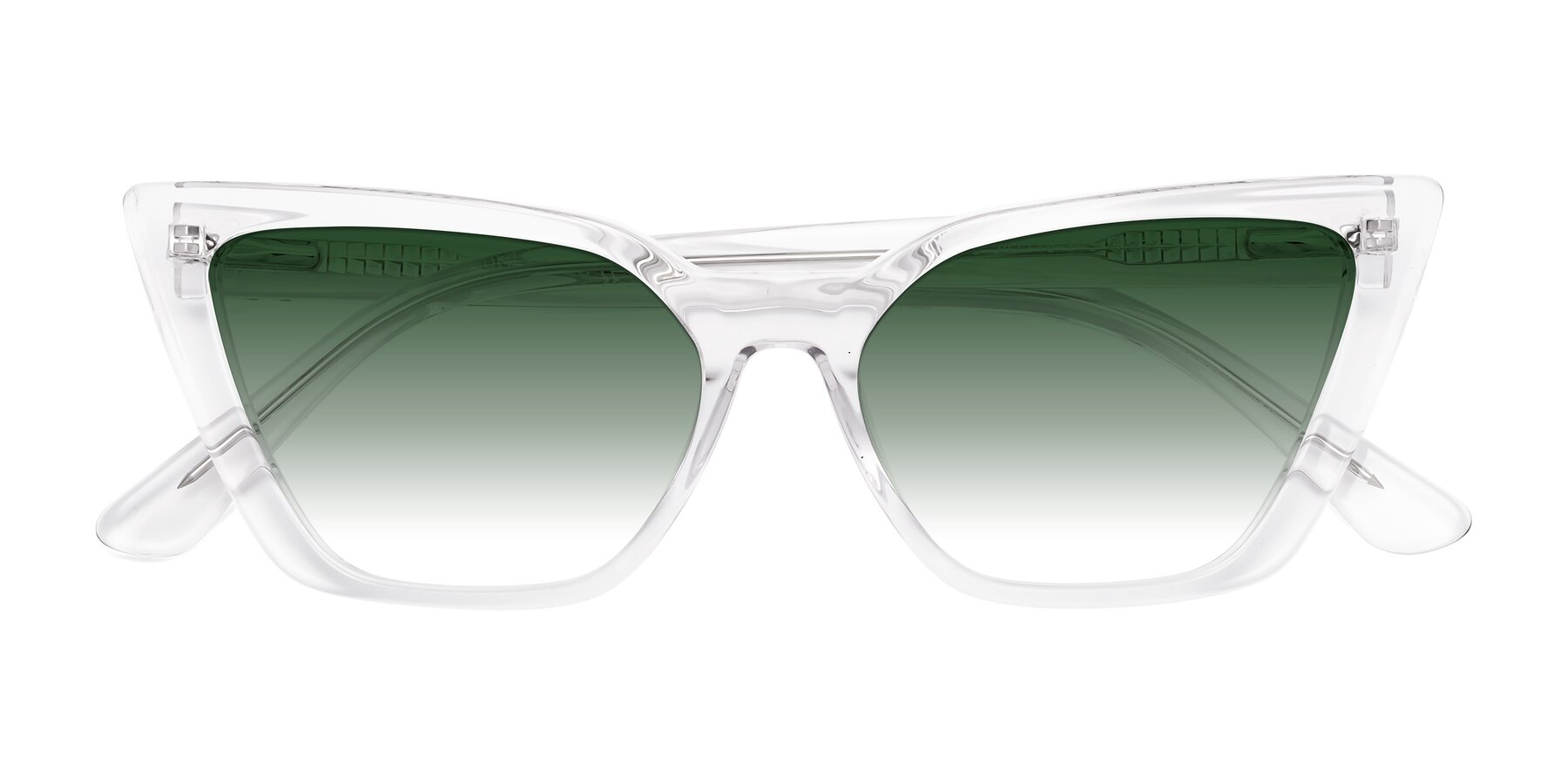 Folded Front of Bowtie in Clear with Green Gradient Lenses