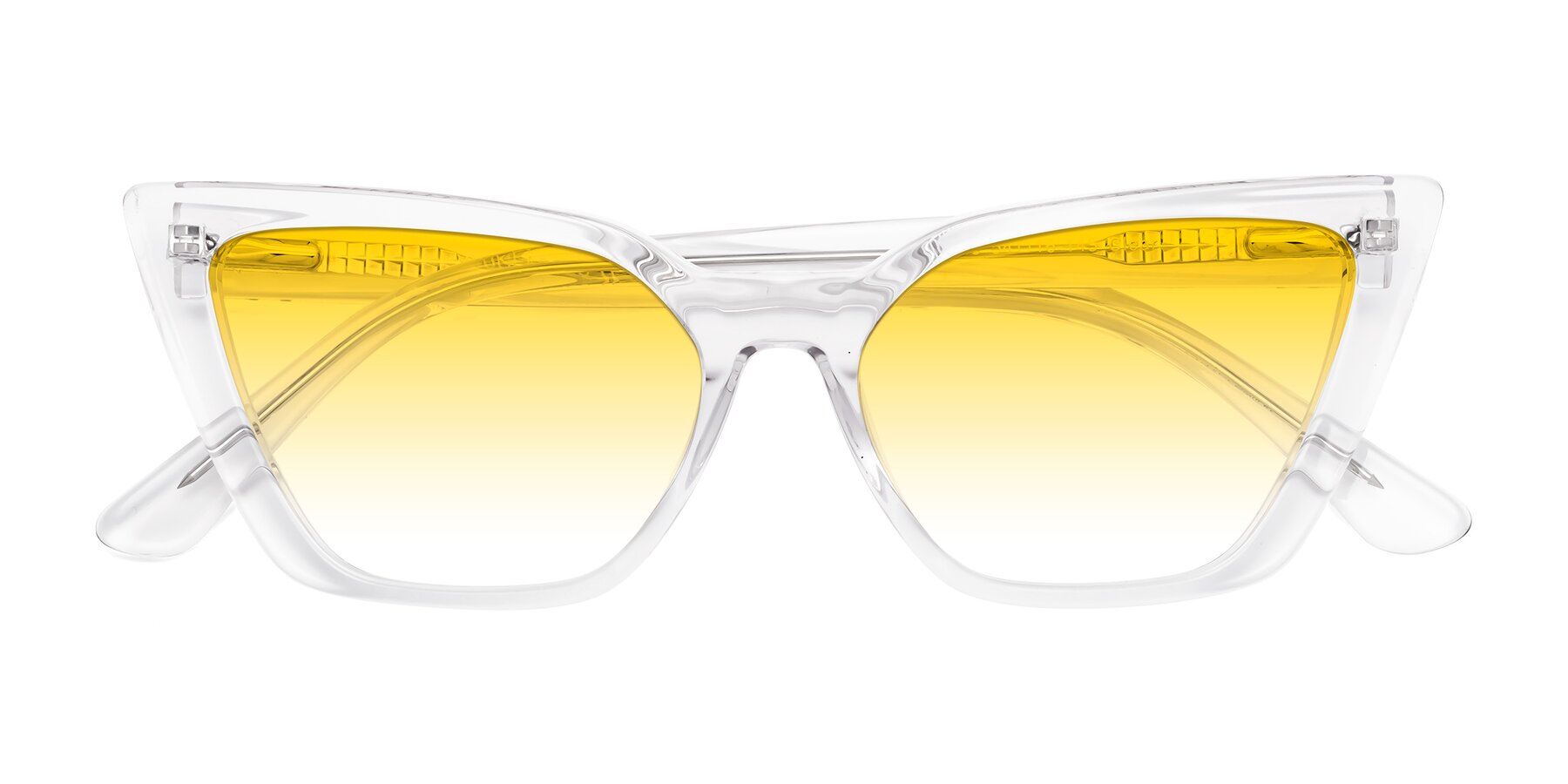 Folded Front of Bowtie in Clear with Yellow Gradient Lenses