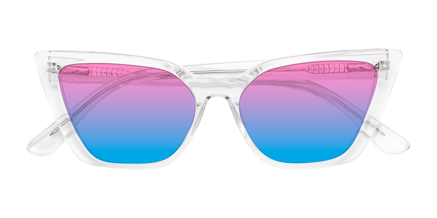 Folded Front of Bowtie in Clear with Pink / Blue Gradient Lenses