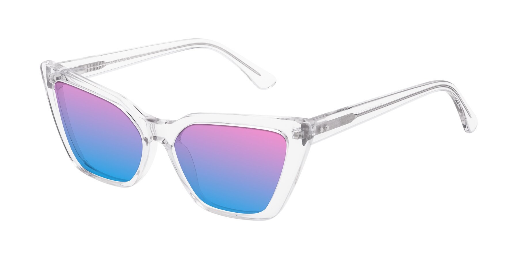 Angle of Bowtie in Clear with Pink / Blue Gradient Lenses