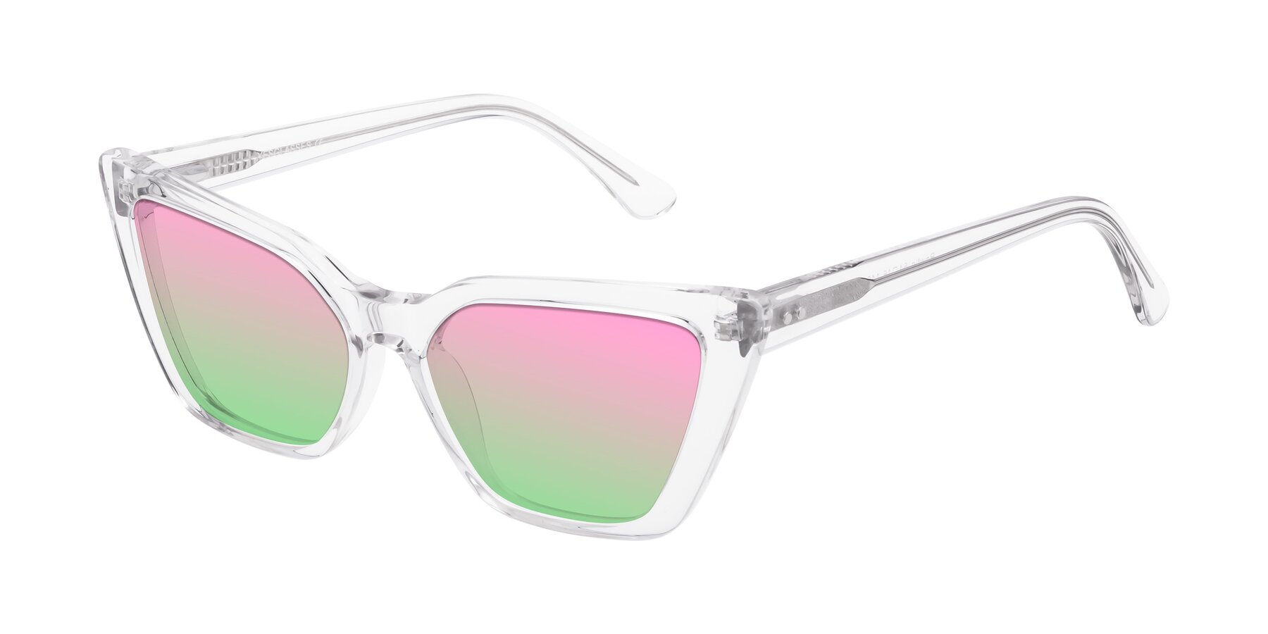 Angle of Bowtie in Clear with Pink / Green Gradient Lenses