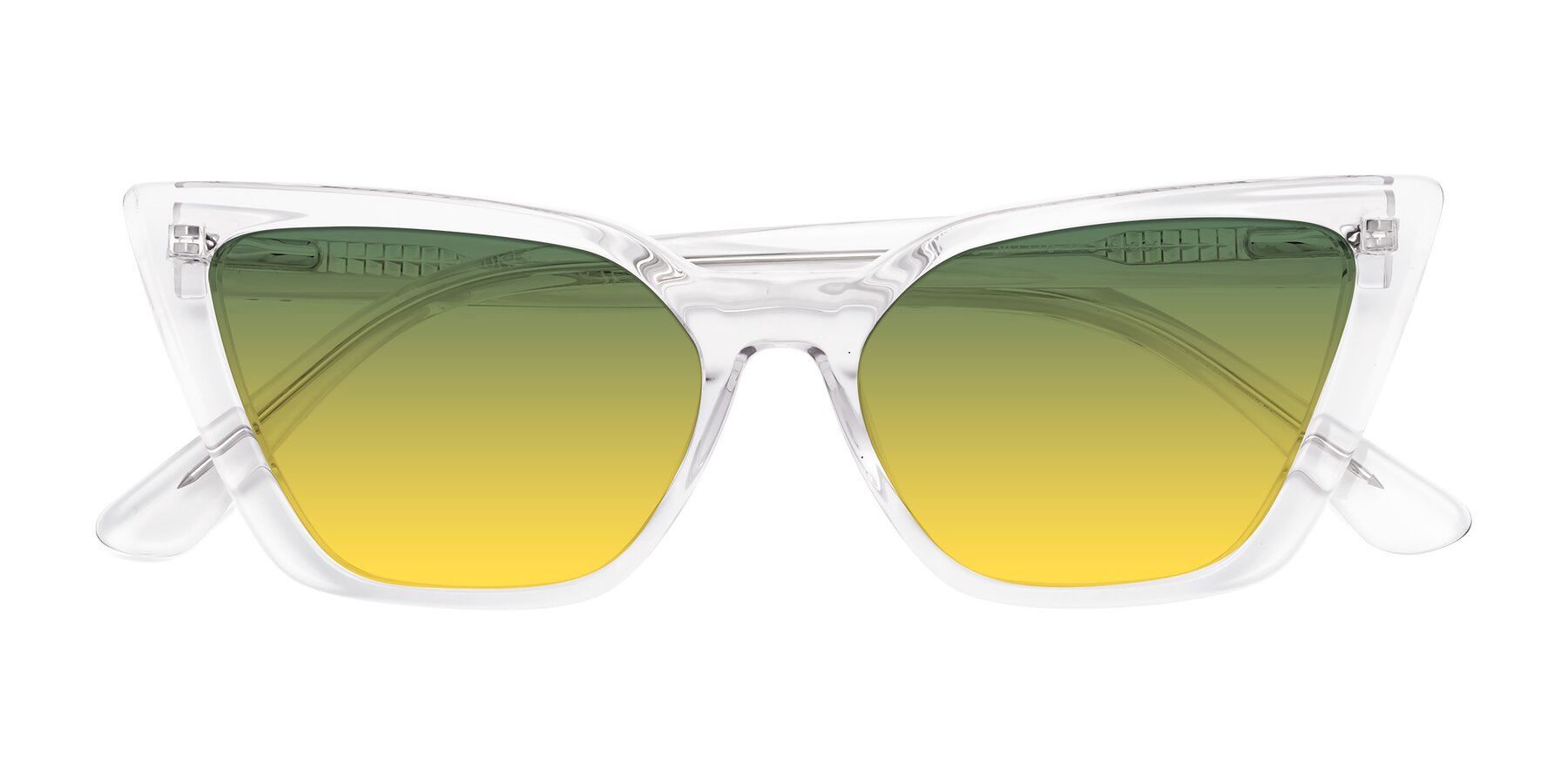 Folded Front of Bowtie in Clear with Green / Yellow Gradient Lenses