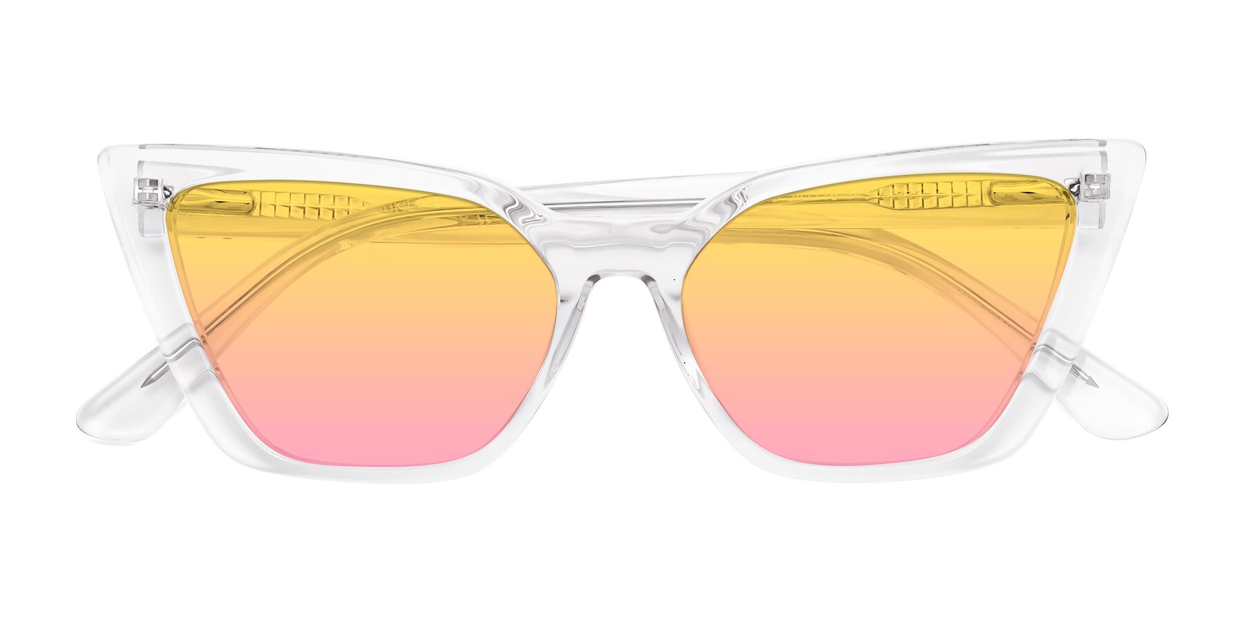 Folded Front of Bowtie in Clear with Yellow / Pink Gradient Lenses