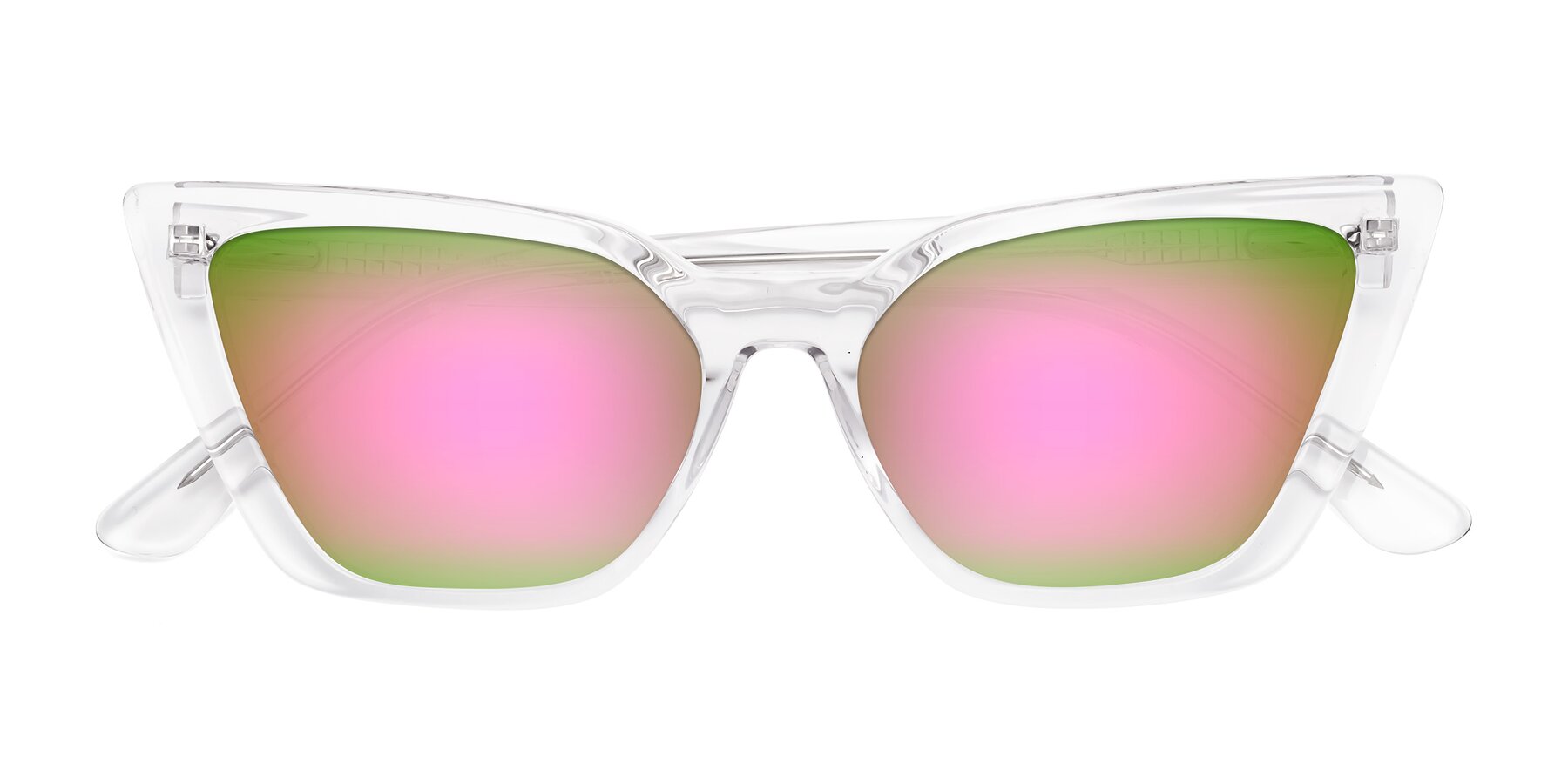 Folded Front of Bowtie in Clear with Pink Mirrored Lenses