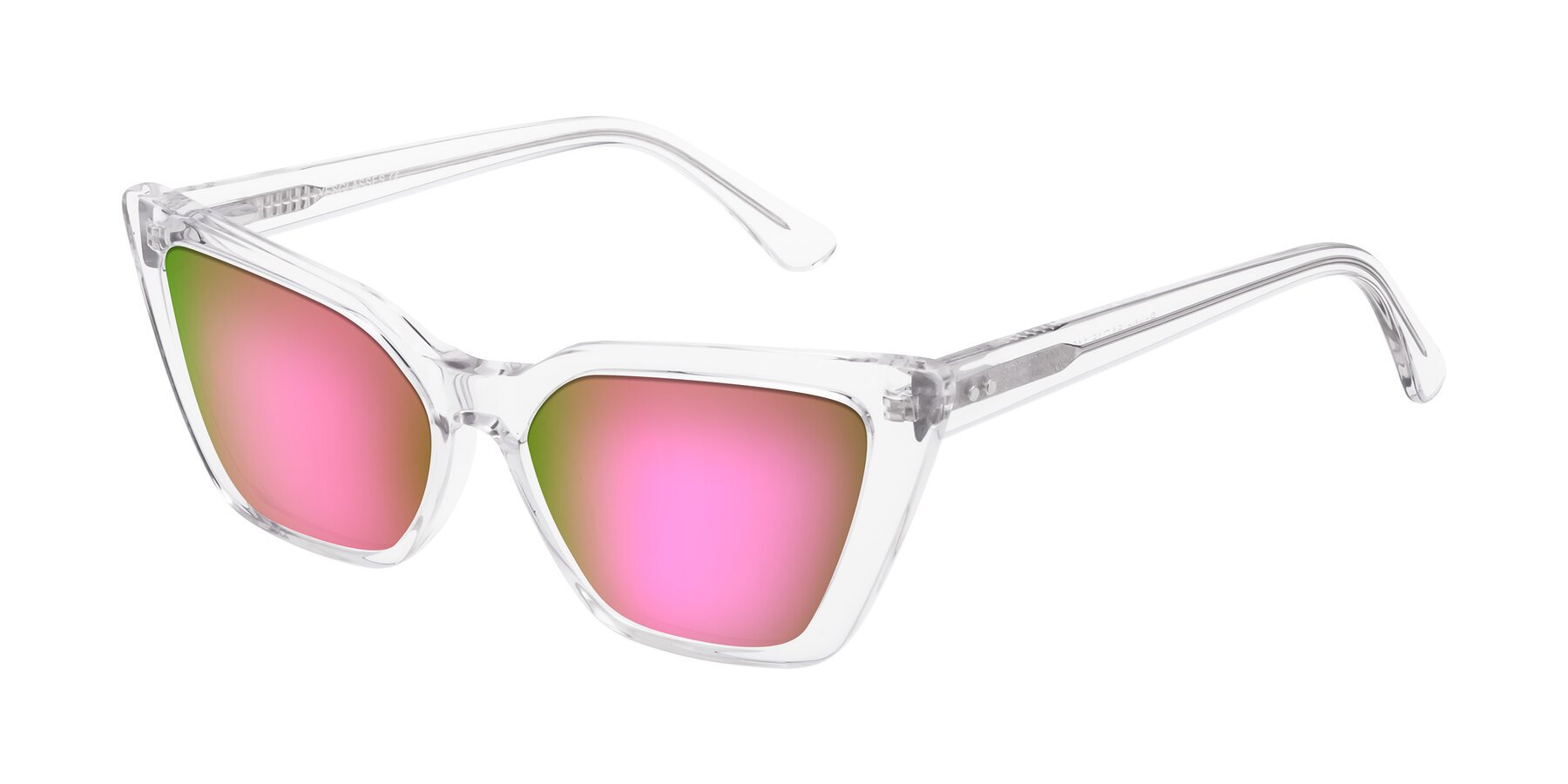 Angle of Bowtie in Clear with Pink Mirrored Lenses