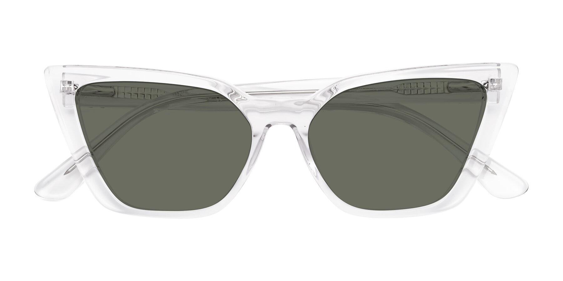 Folded Front of Bowtie in Clear with Gray Polarized Lenses