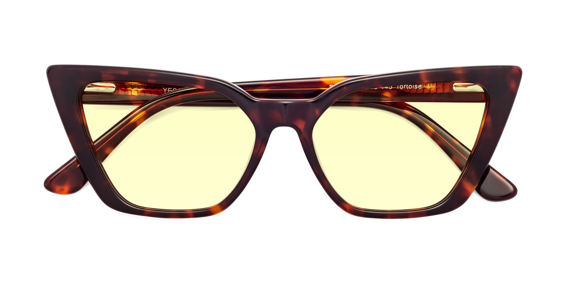 Folded Front of Bowtie in Tortoise with Light Yellow Tinted Lenses