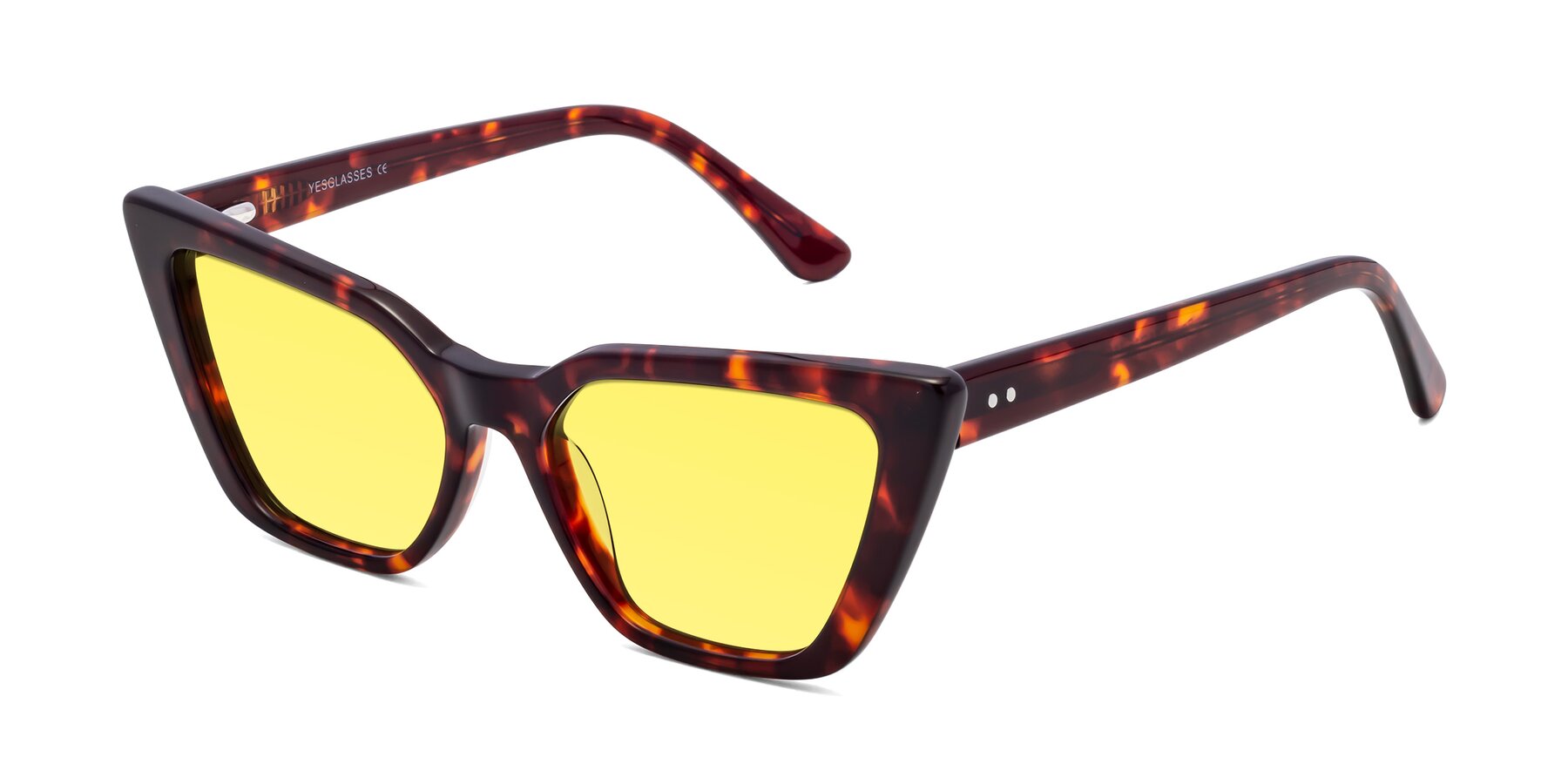 Angle of Bowtie in Tortoise with Medium Yellow Tinted Lenses