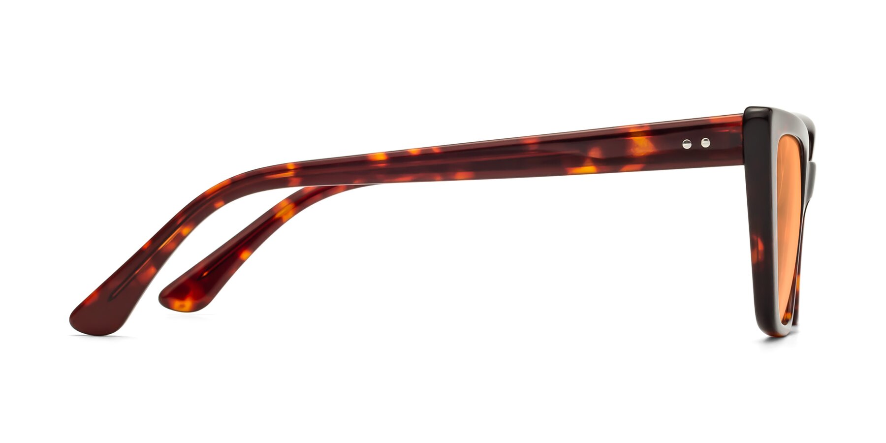 Side of Bowtie in Tortoise with Medium Orange Tinted Lenses