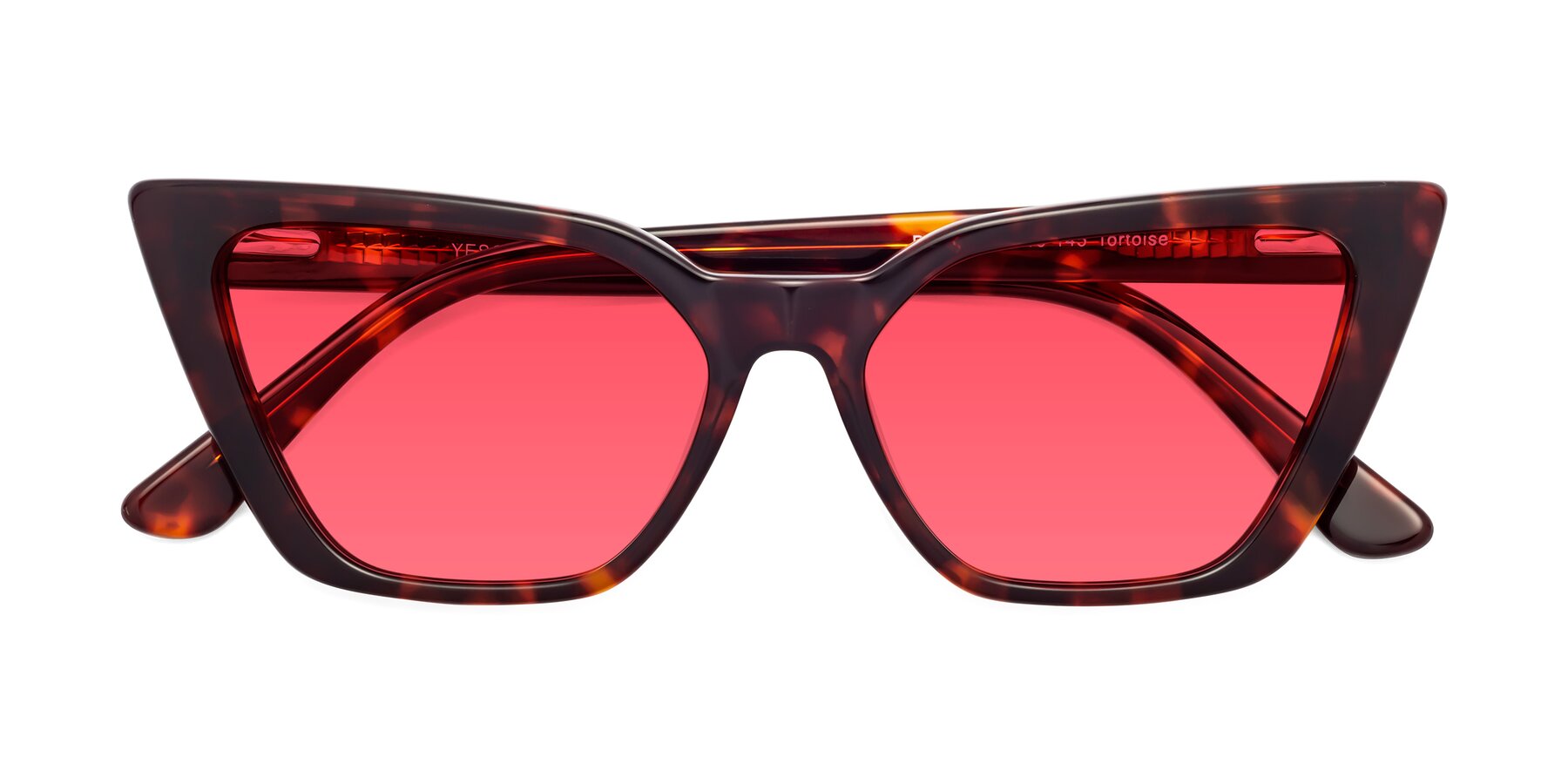 Folded Front of Bowtie in Tortoise with Red Tinted Lenses