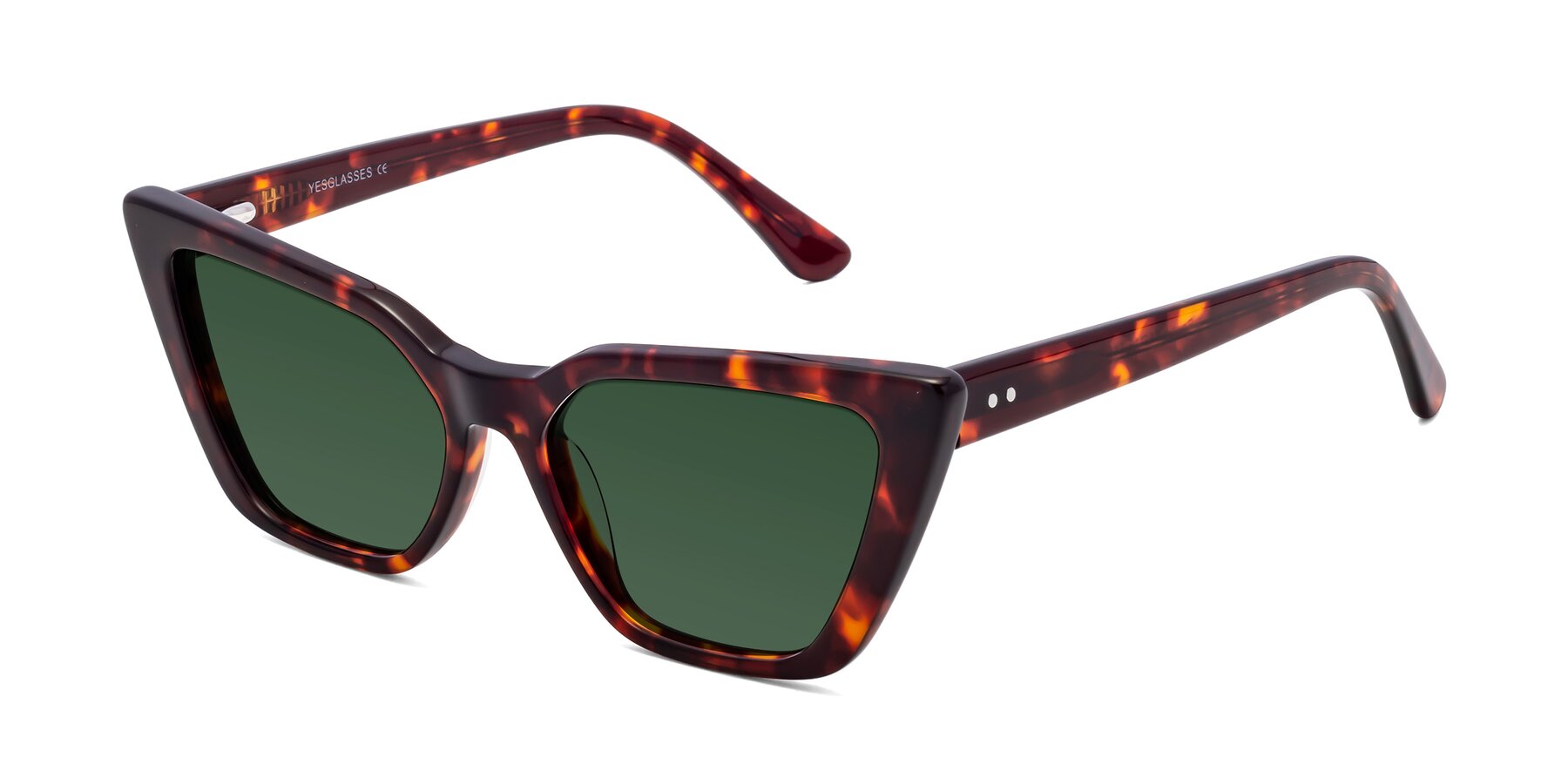 Angle of Bowtie in Tortoise with Green Tinted Lenses