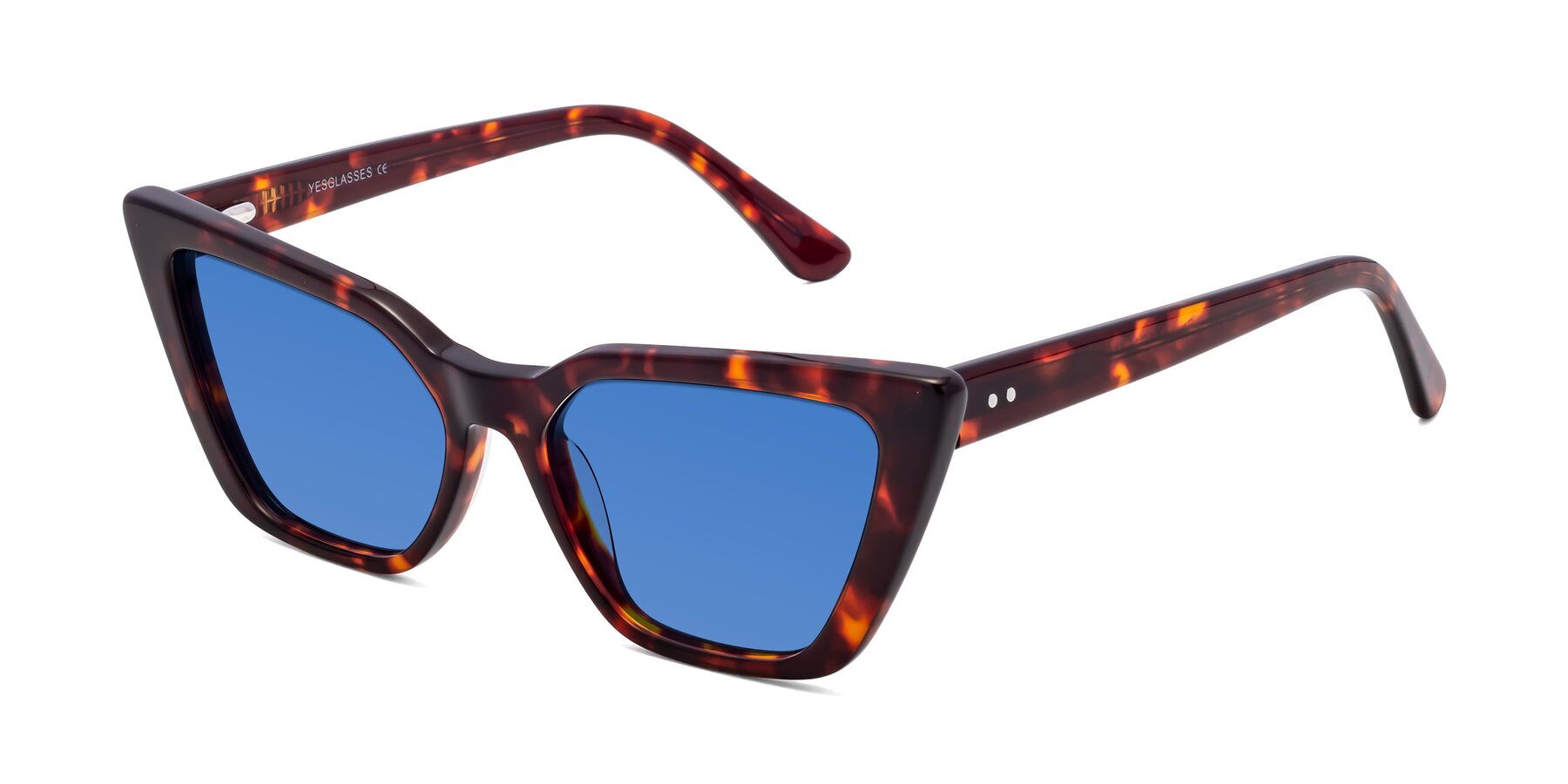 Angle of Bowtie in Tortoise with Blue Tinted Lenses