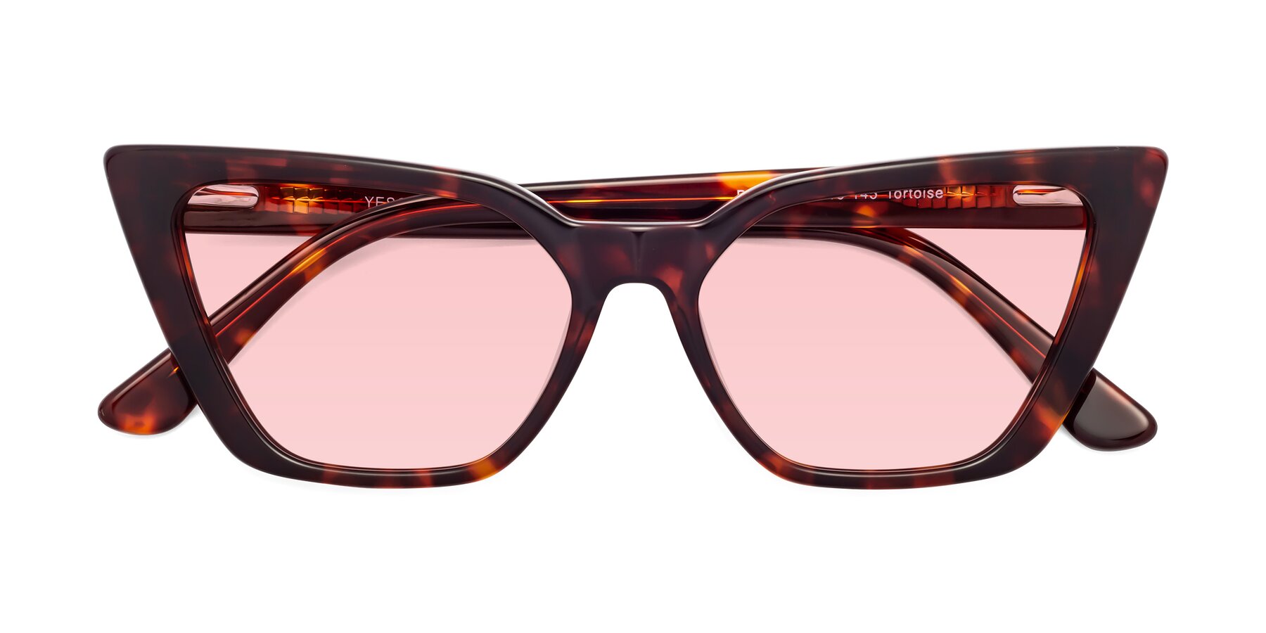 Folded Front of Bowtie in Tortoise with Light Garnet Tinted Lenses