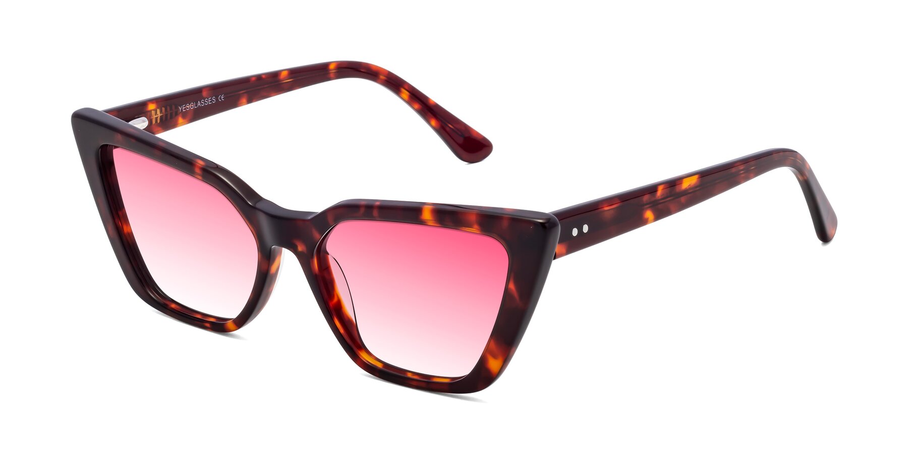 Angle of Bowtie in Tortoise with Pink Gradient Lenses