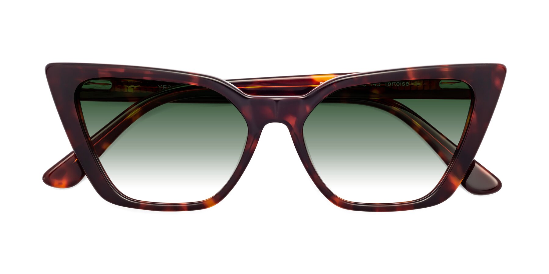 Folded Front of Bowtie in Tortoise with Green Gradient Lenses