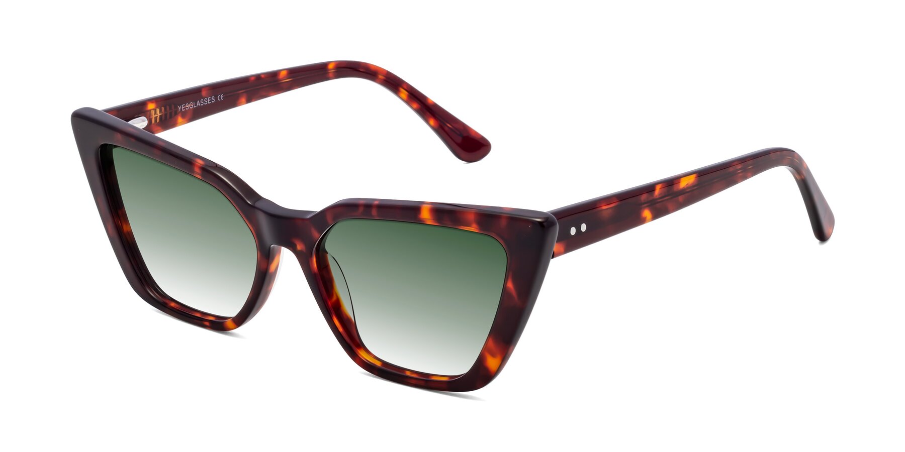 Angle of Bowtie in Tortoise with Green Gradient Lenses