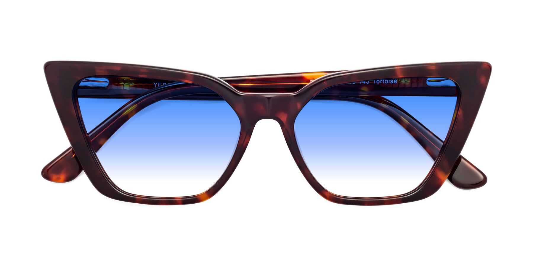 Folded Front of Bowtie in Tortoise with Blue Gradient Lenses