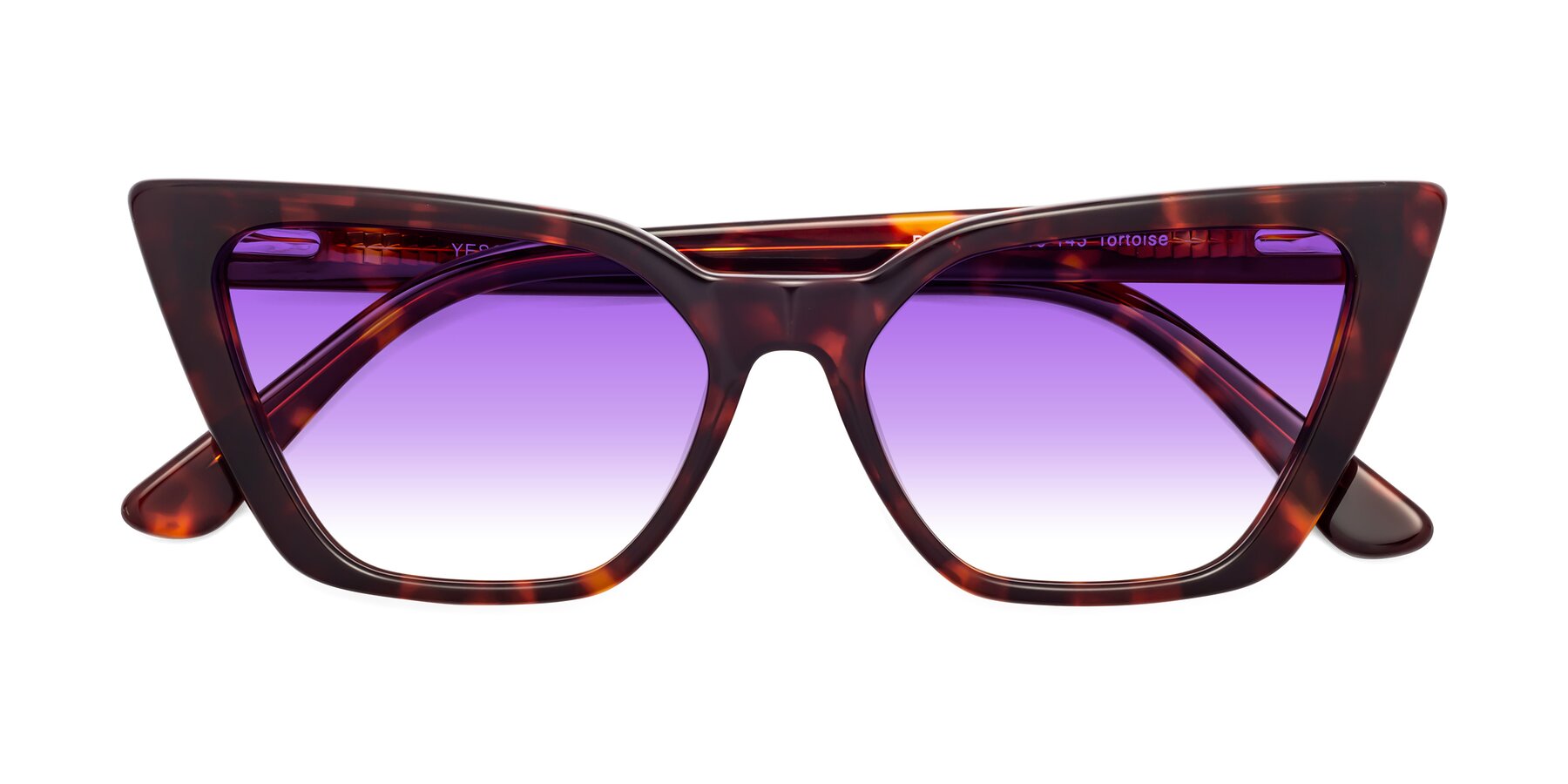 Folded Front of Bowtie in Tortoise with Purple Gradient Lenses