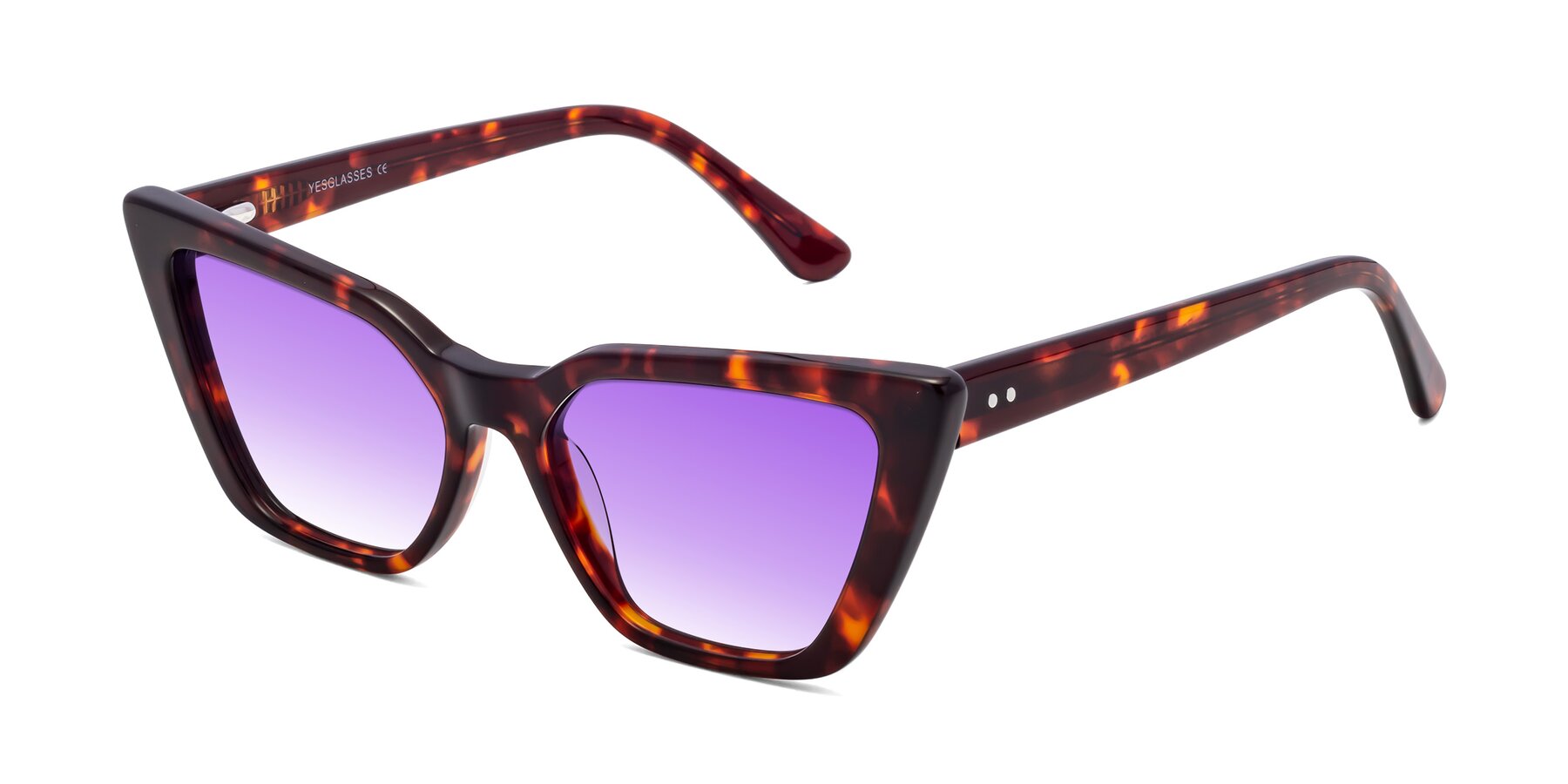 Angle of Bowtie in Tortoise with Purple Gradient Lenses