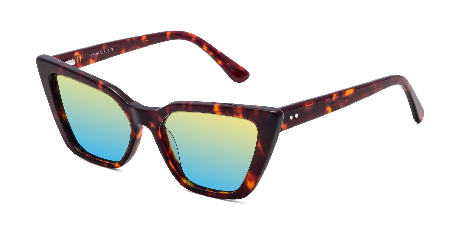 Angle of Bowtie in Tortoise with Yellow / Blue Gradient Lenses