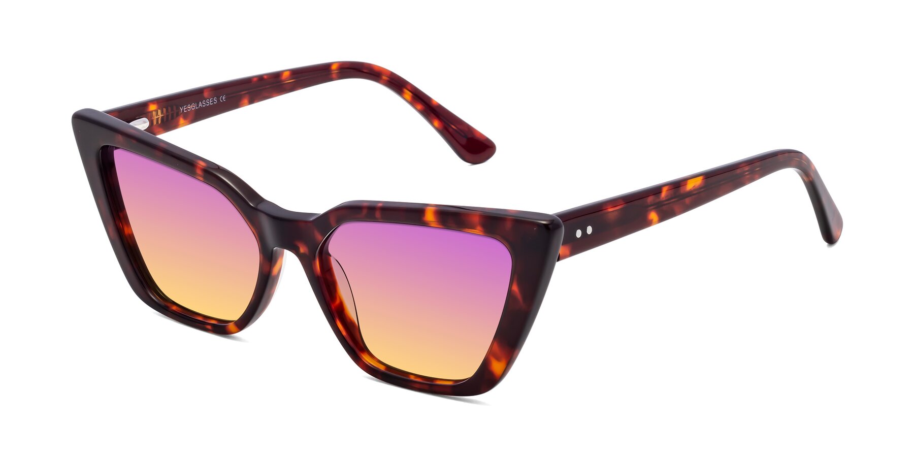 Angle of Bowtie in Tortoise with Purple / Yellow Gradient Lenses