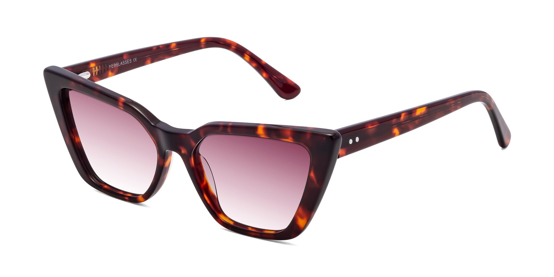 Angle of Bowtie in Tortoise with Wine Gradient Lenses