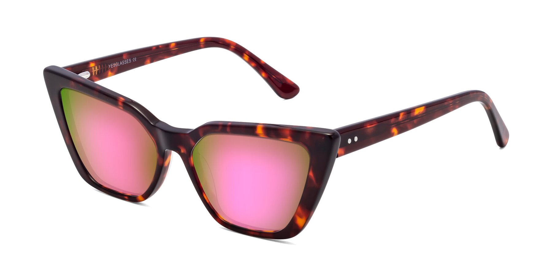 Angle of Bowtie in Tortoise with Pink Mirrored Lenses
