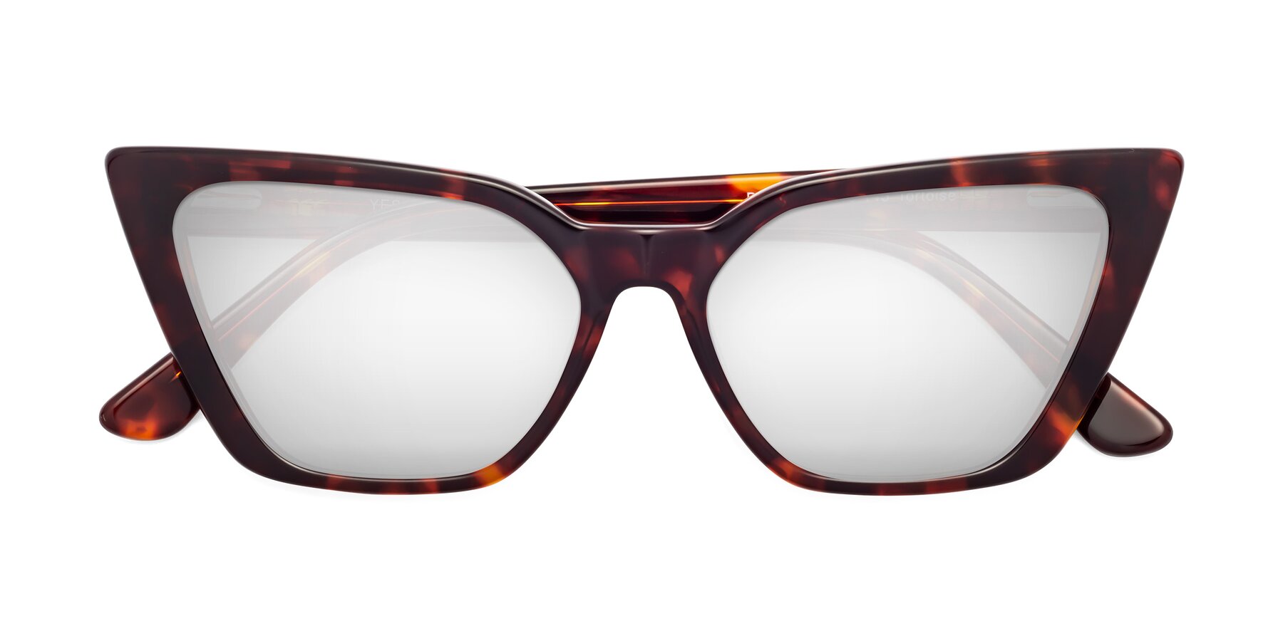 Folded Front of Bowtie in Tortoise with Silver Mirrored Lenses