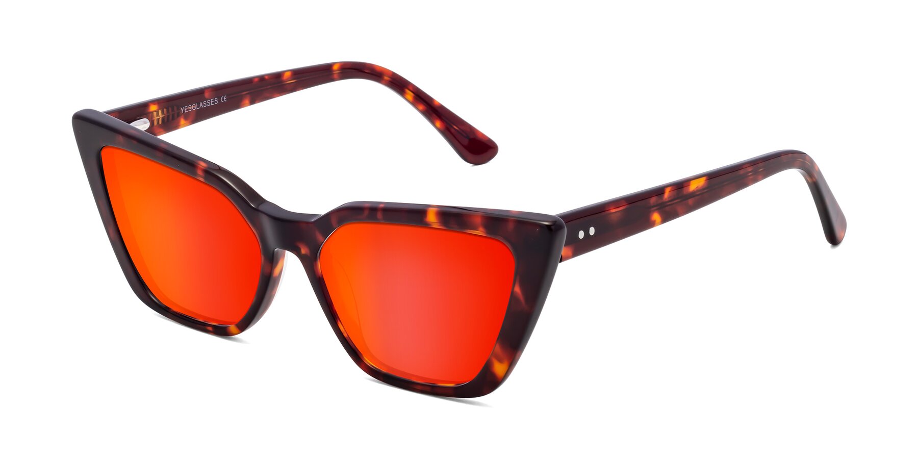 Angle of Bowtie in Tortoise with Red Gold Mirrored Lenses
