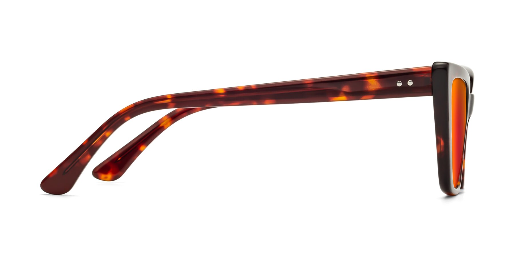 Side of Bowtie in Tortoise with Red Gold Mirrored Lenses