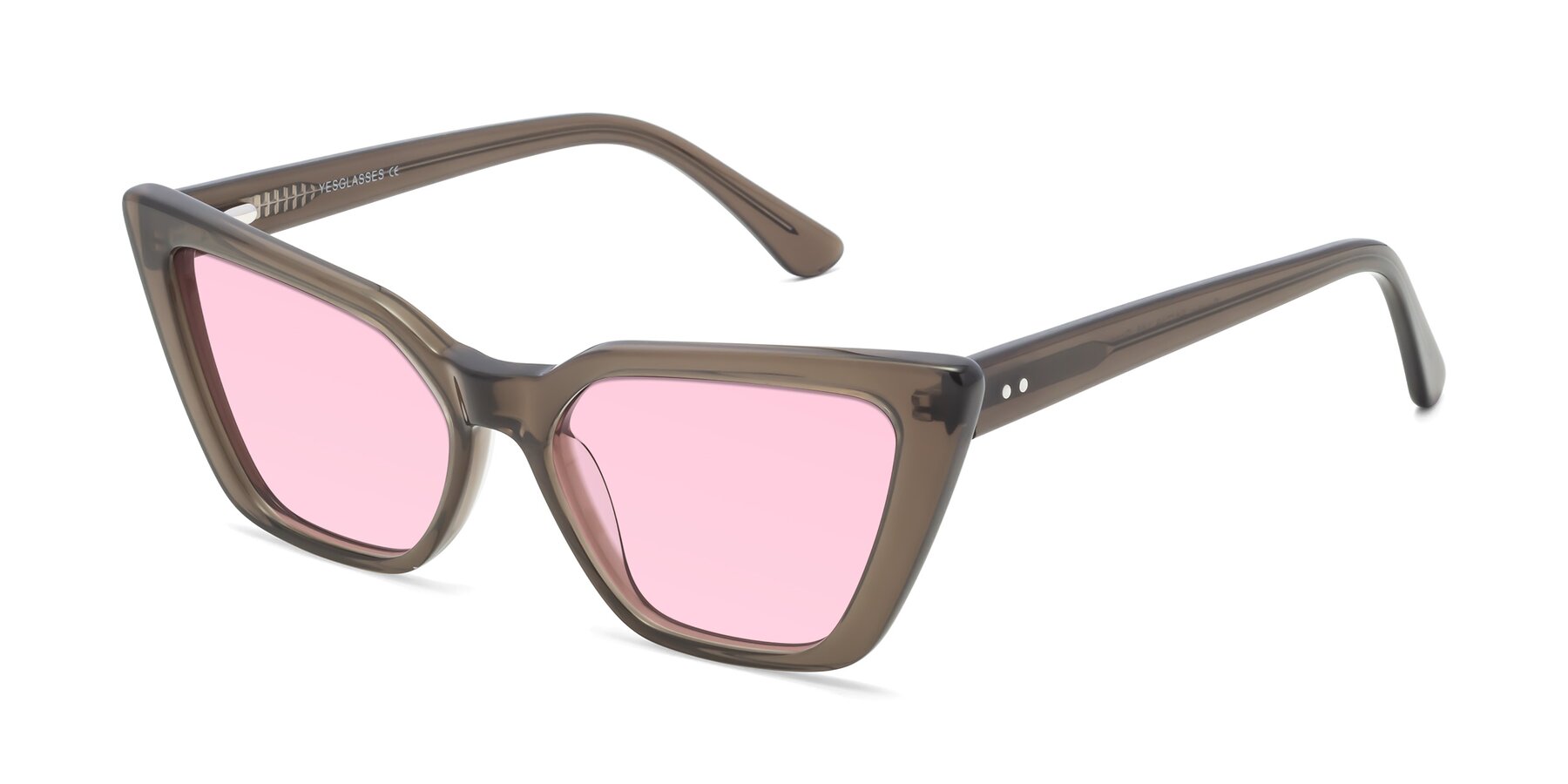 Angle of Bowtie in Gradient Green with Light Pink Tinted Lenses
