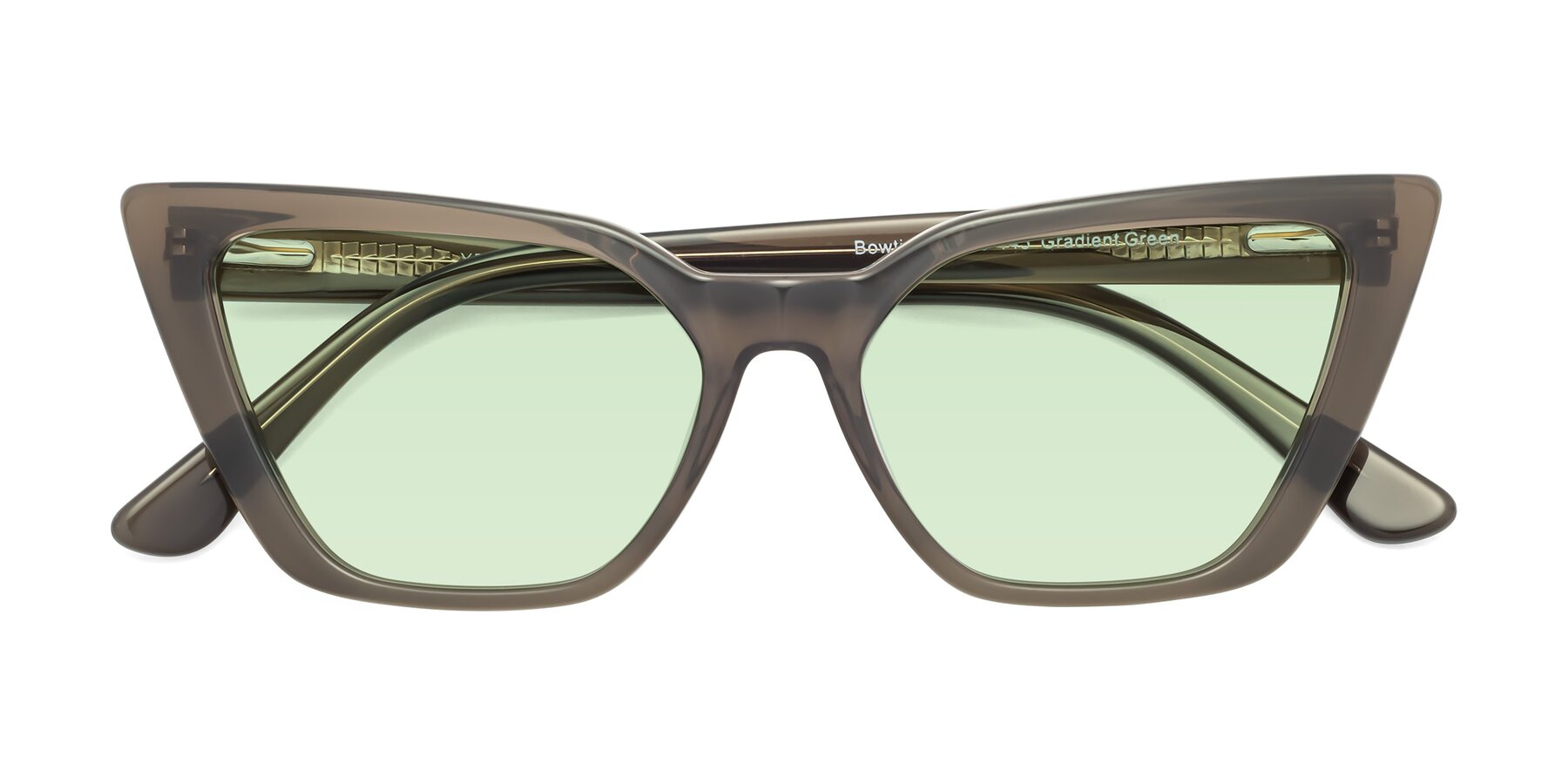 Folded Front of Bowtie in Gradient Green with Light Green Tinted Lenses