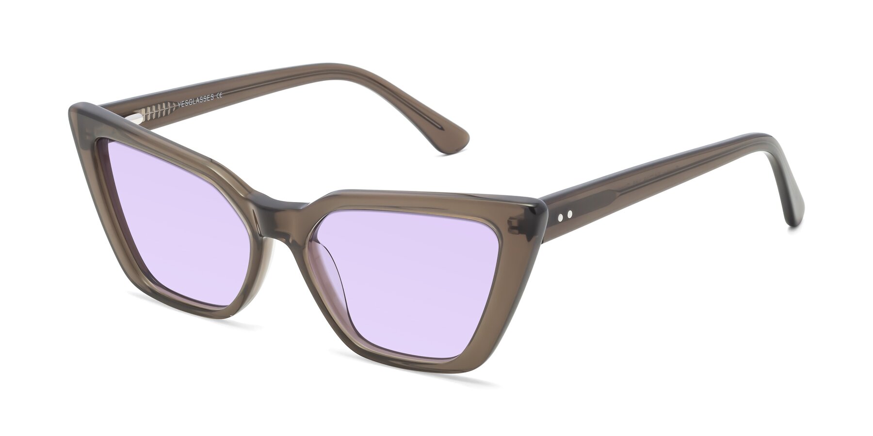 Angle of Bowtie in Gradient Green with Light Purple Tinted Lenses