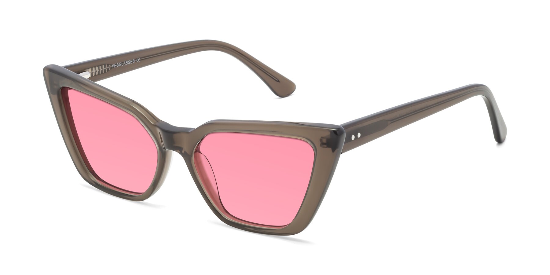 Angle of Bowtie in Gradient Green with Pink Tinted Lenses
