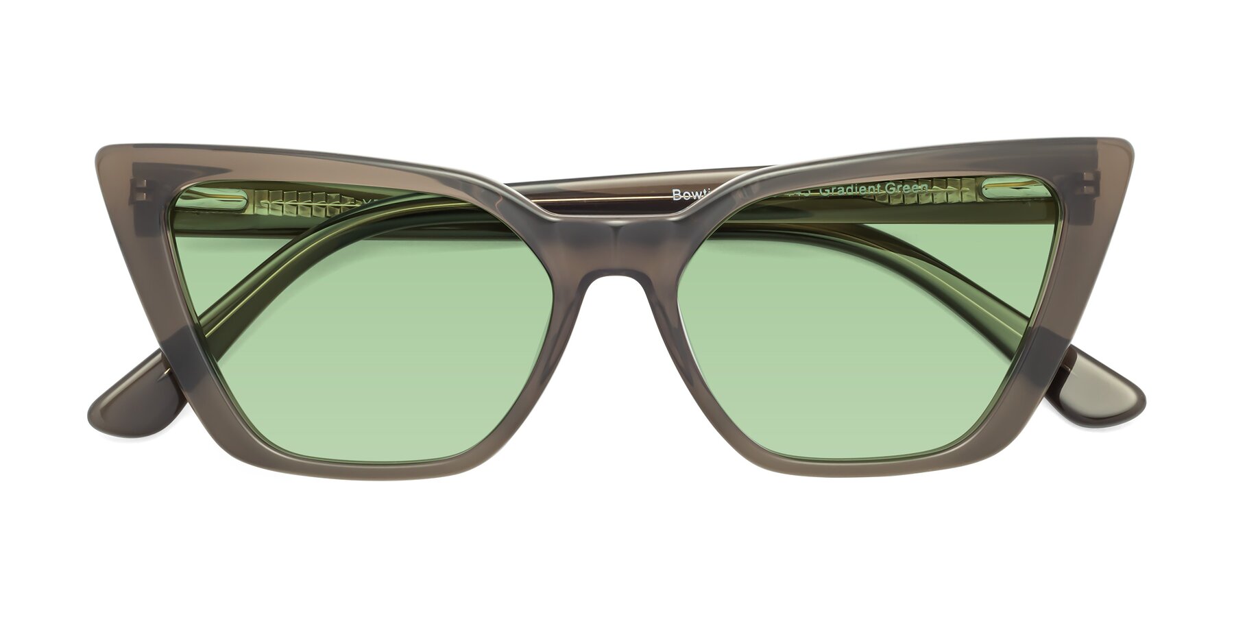 Folded Front of Bowtie in Gradient Green with Medium Green Tinted Lenses