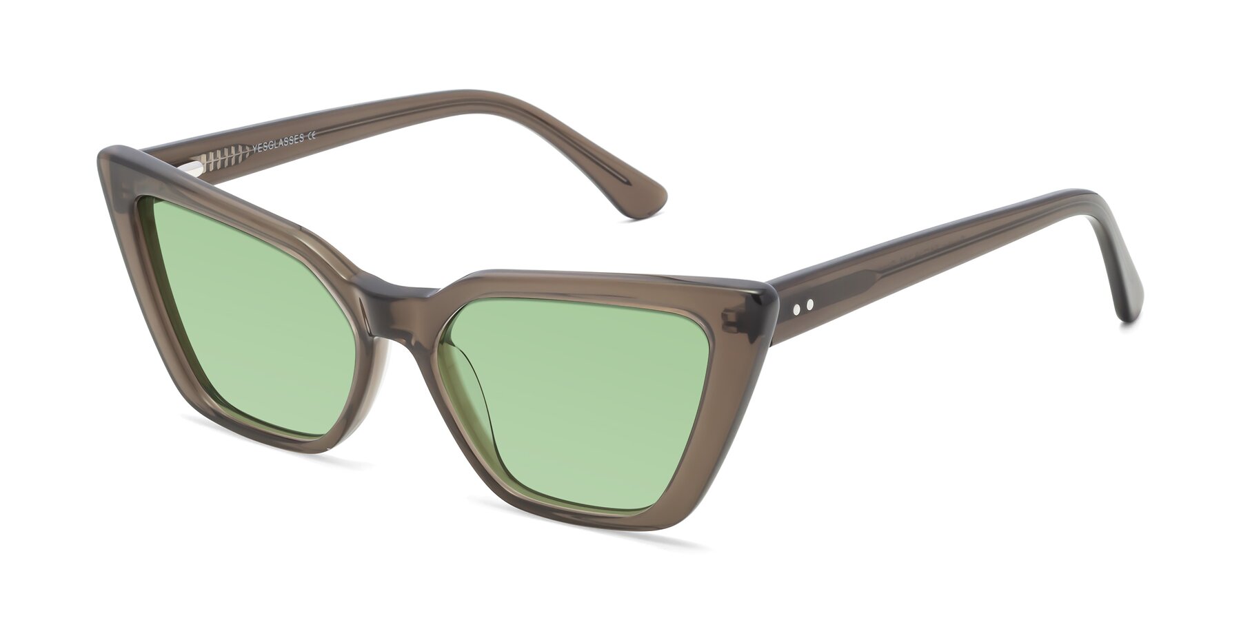 Angle of Bowtie in Gradient Green with Medium Green Tinted Lenses