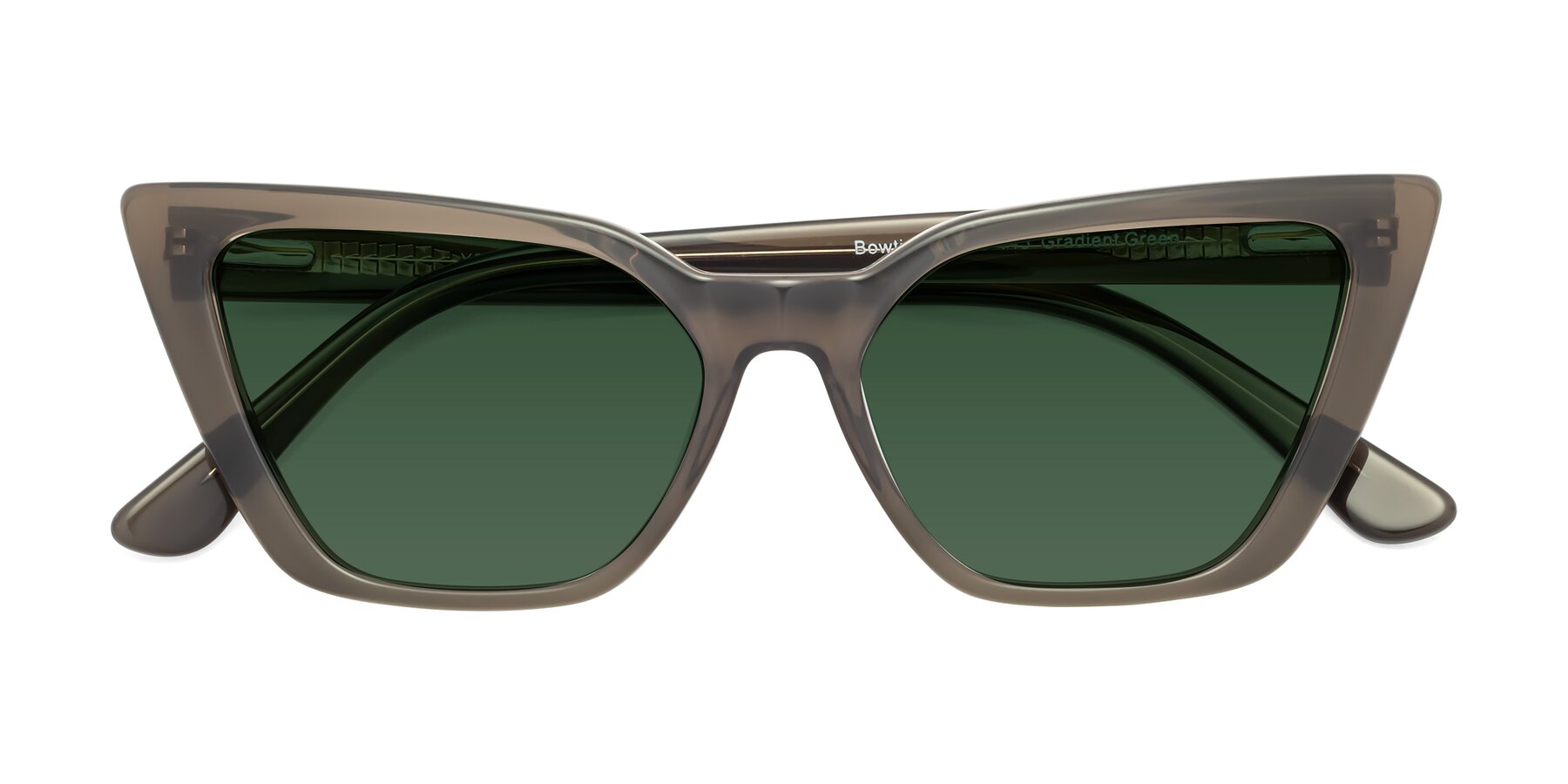 Folded Front of Bowtie in Gradient Green with Green Tinted Lenses