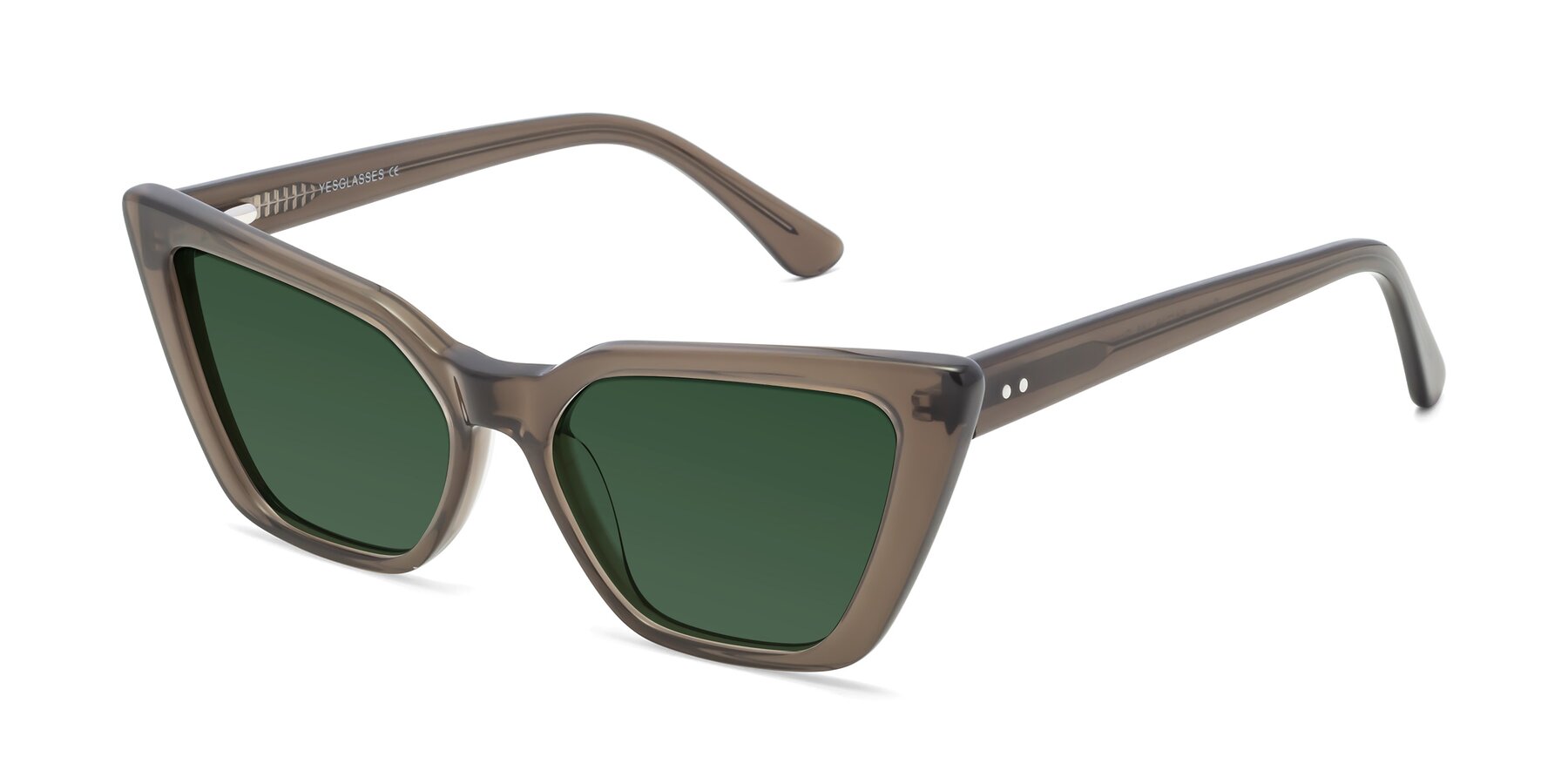Angle of Bowtie in Gradient Green with Green Tinted Lenses