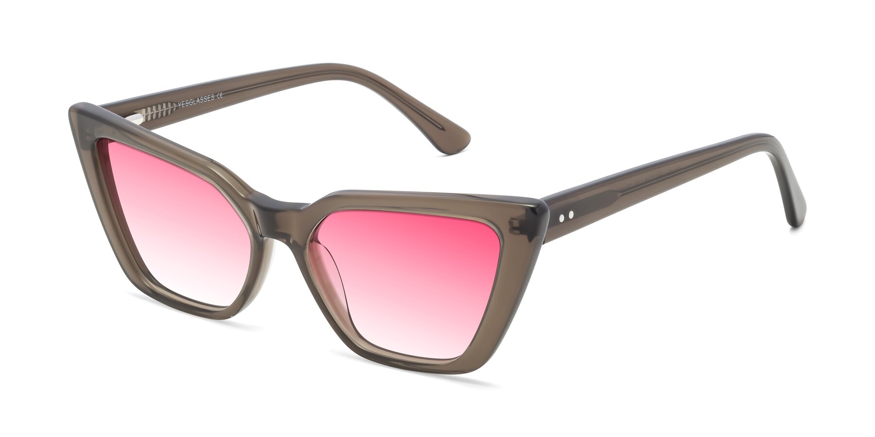 Angle of Bowtie in Gradient Green with Pink Gradient Lenses
