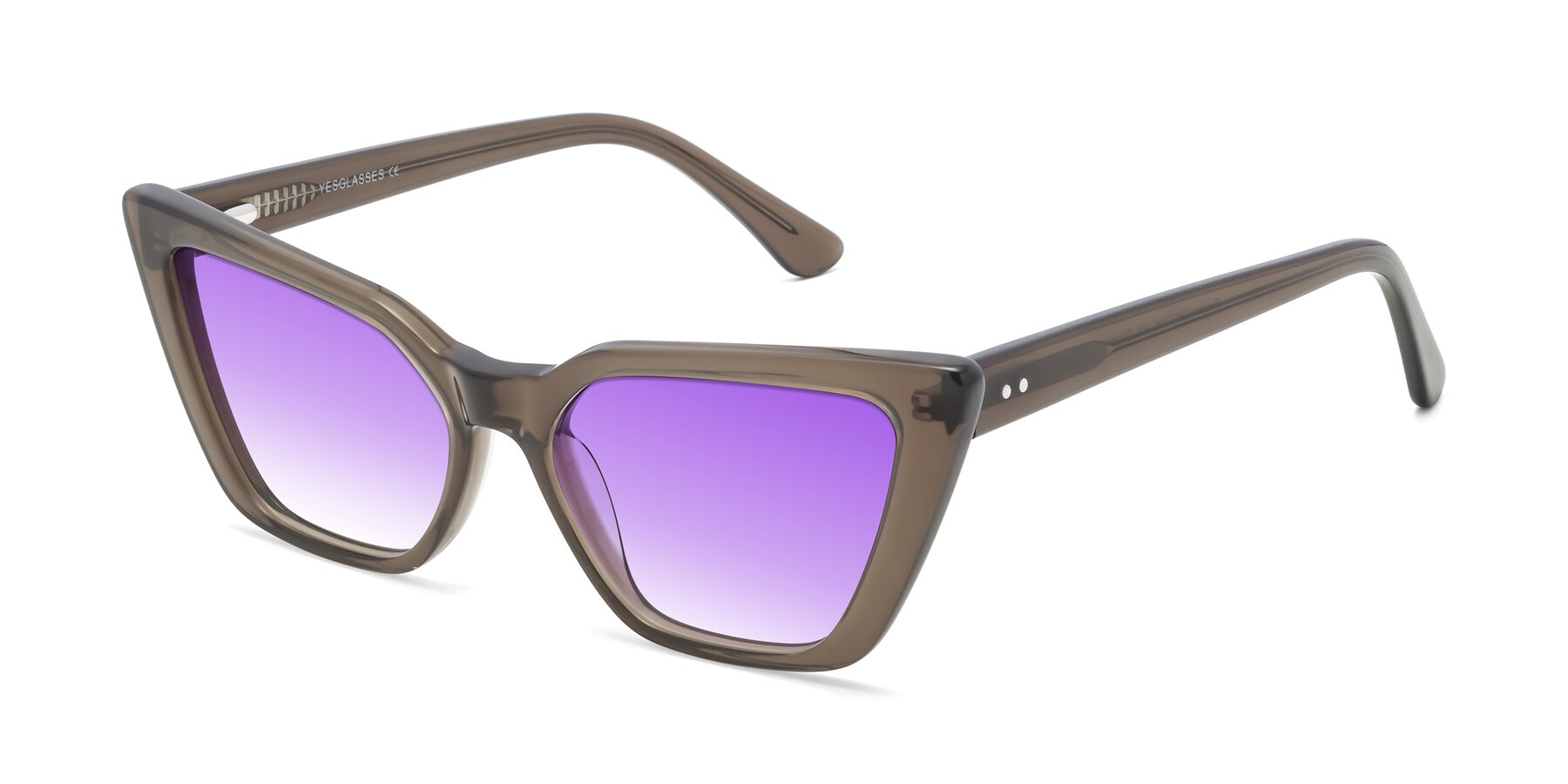 Angle of Bowtie in Gradient Green with Purple Gradient Lenses