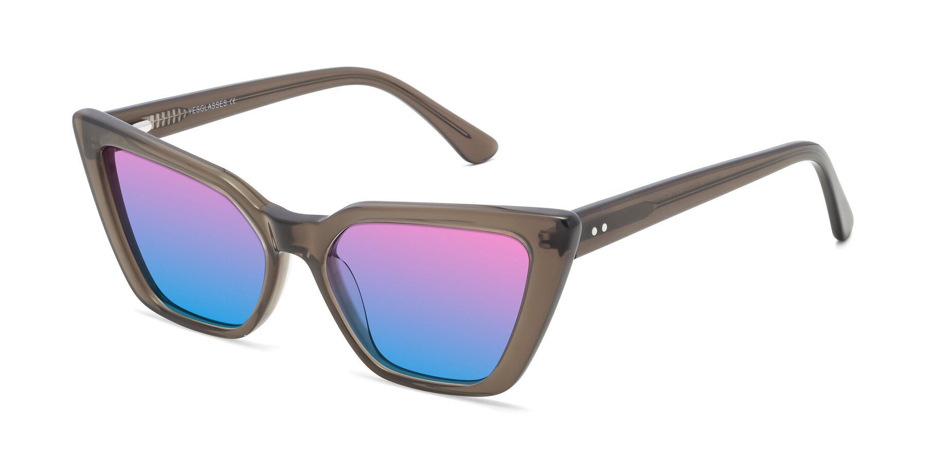 Angle of Bowtie in Gradient Green with Pink / Blue Gradient Lenses