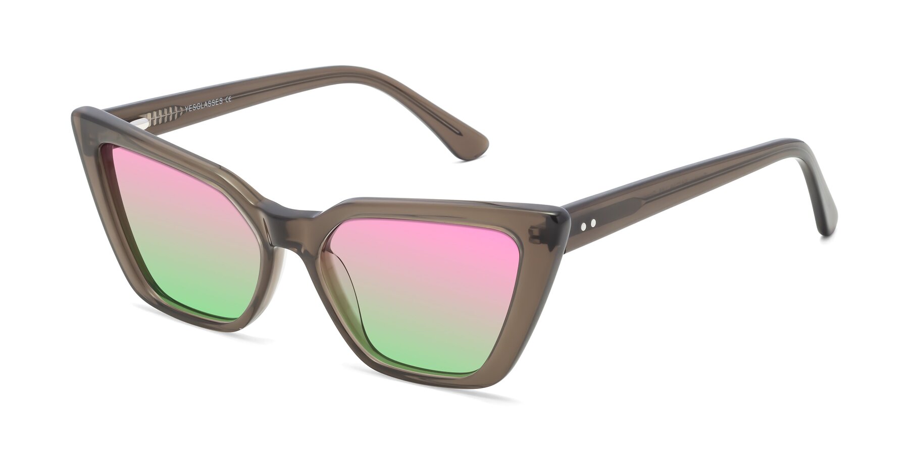 Angle of Bowtie in Gradient Green with Pink / Green Gradient Lenses