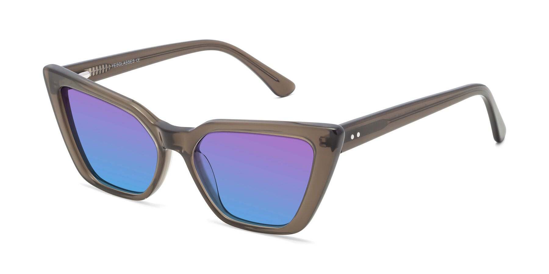 Angle of Bowtie in Gradient Green with Purple / Blue Gradient Lenses