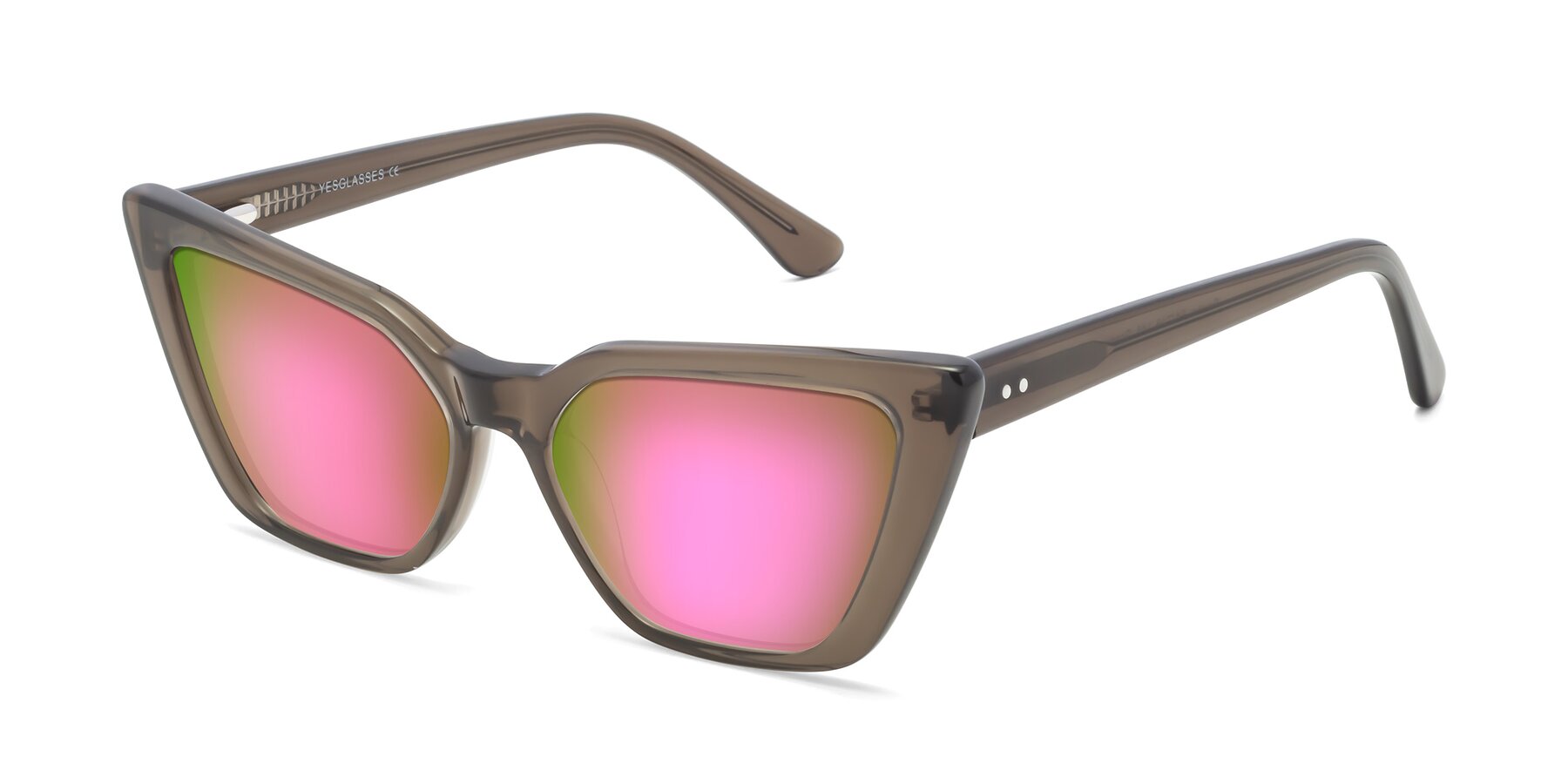 Angle of Bowtie in Gradient Green with Pink Mirrored Lenses