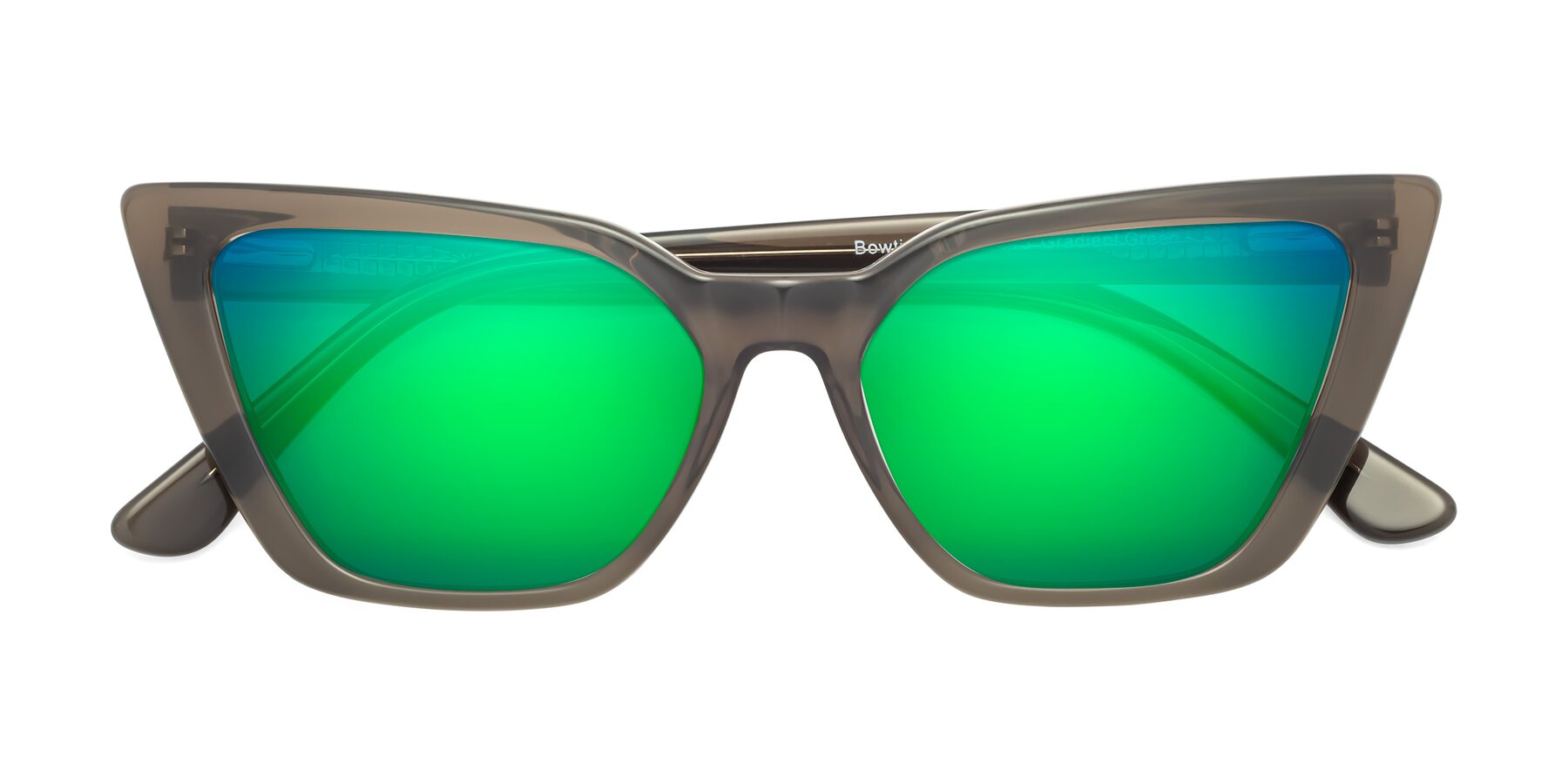 Folded Front of Bowtie in Gradient Green with Green Mirrored Lenses