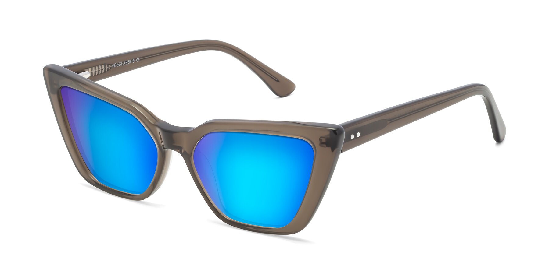 Angle of Bowtie in Gradient Green with Blue Mirrored Lenses