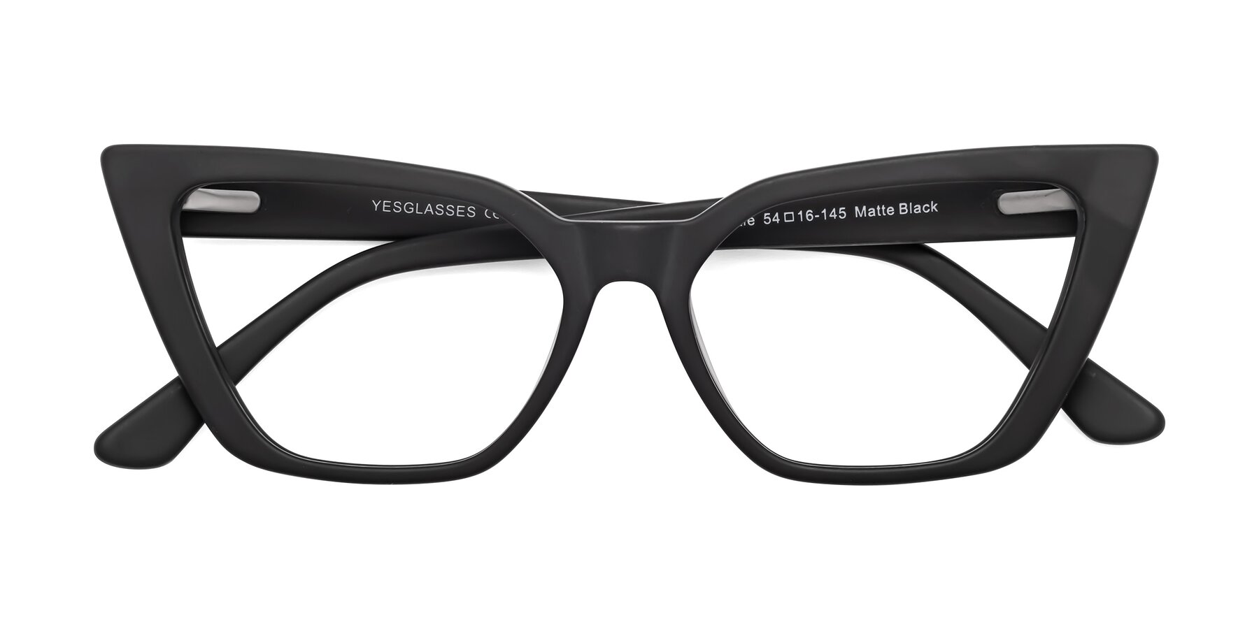Folded Front of Bowtie in Matte Black with Clear Eyeglass Lenses